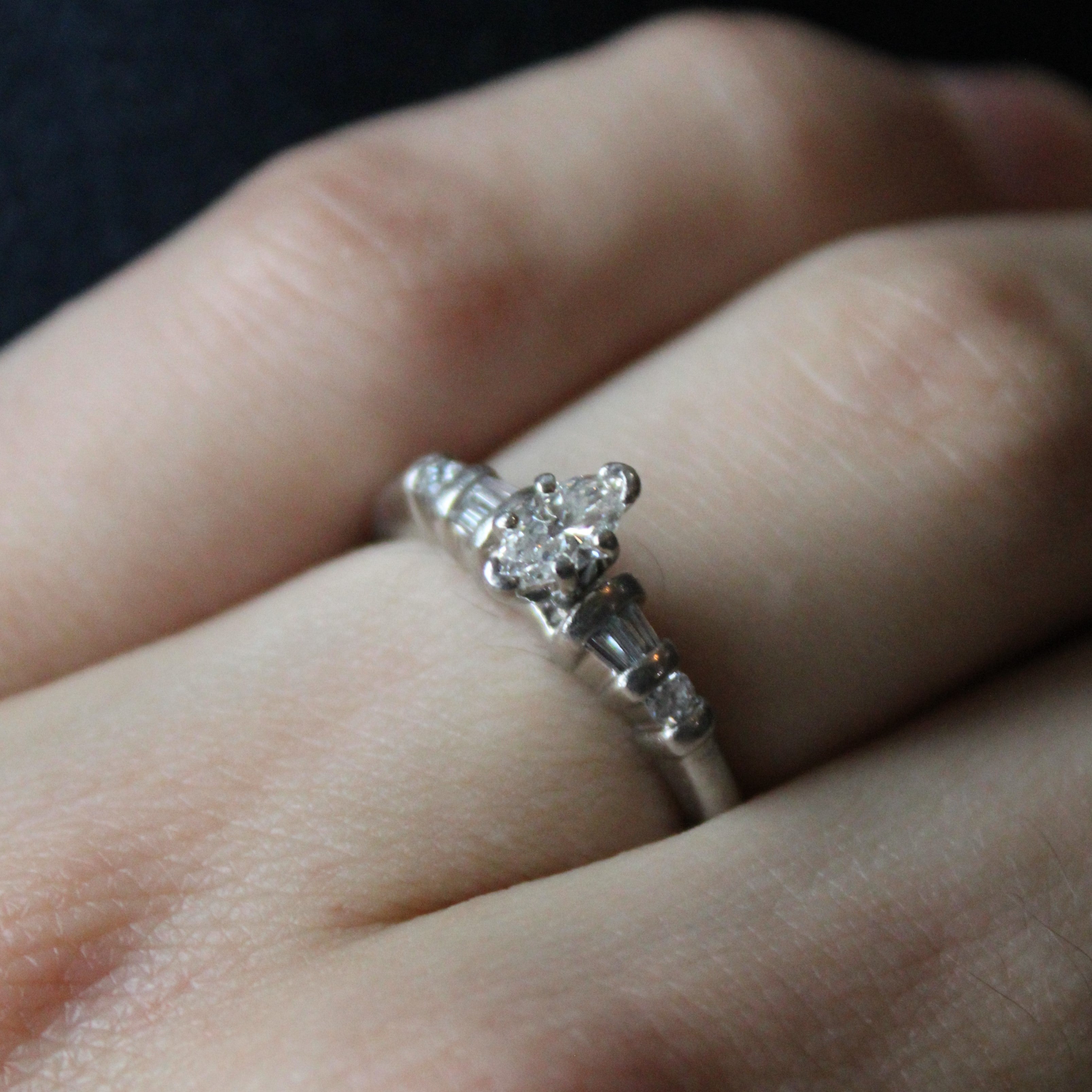 Platinum Marquise Diamond Engagement Ring | 0.44ctw | SZ 6.75 |