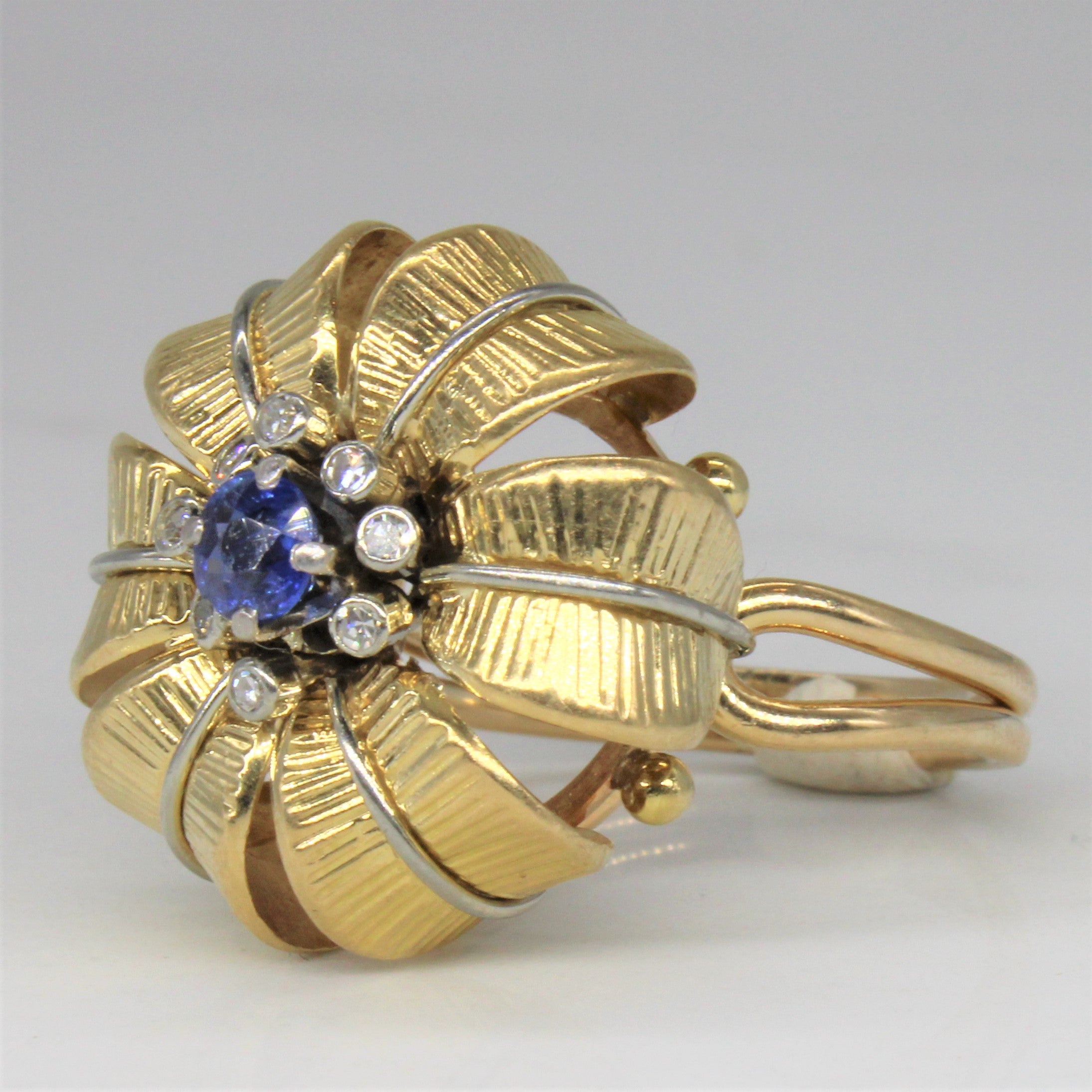 Sapphire & Diamond Flower Ring | 0.25ct, 0.08ctw | SZ 7.5 |