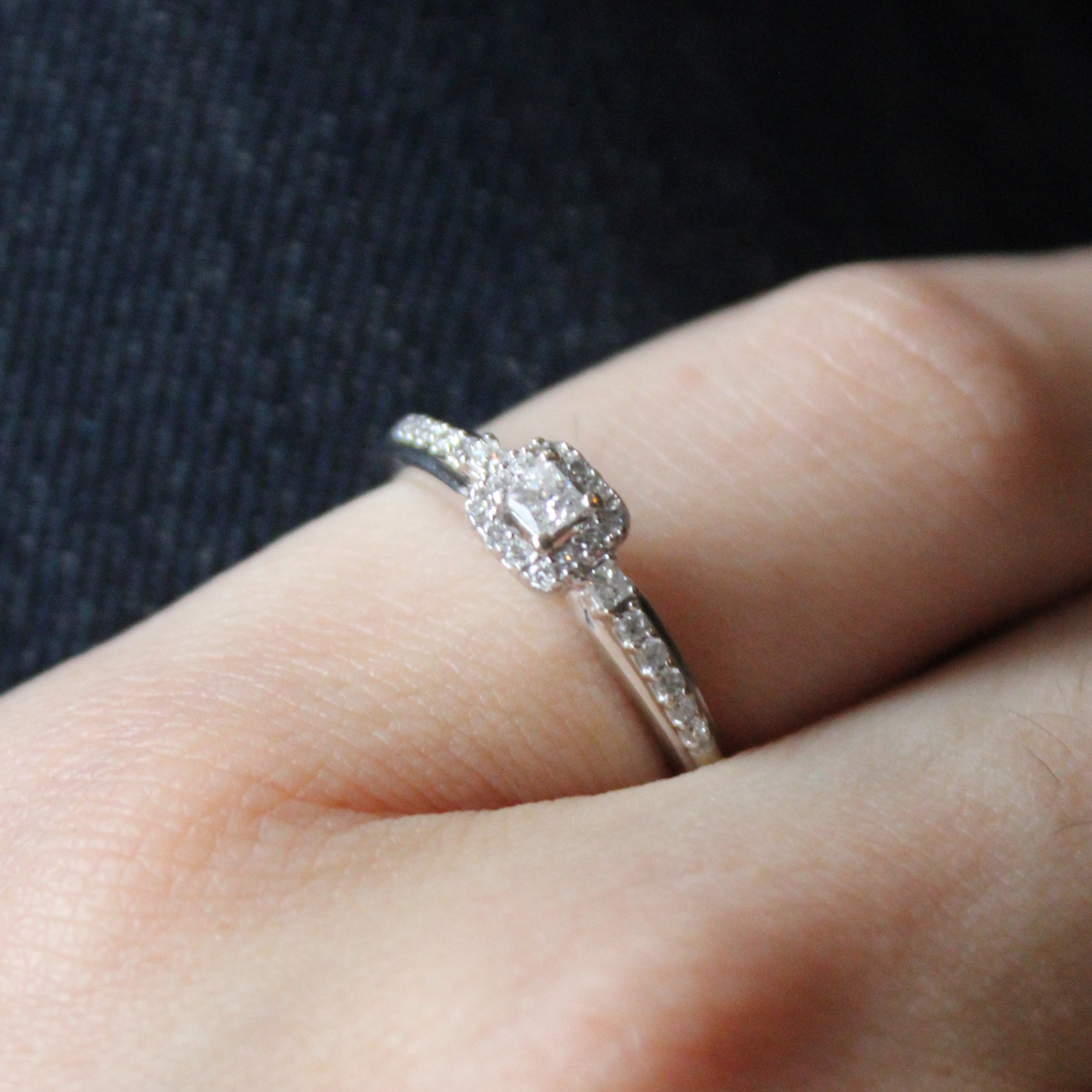 Princess Cut Diamond Halo Engagement Ring | 0.22ctw | SZ 6.5 |