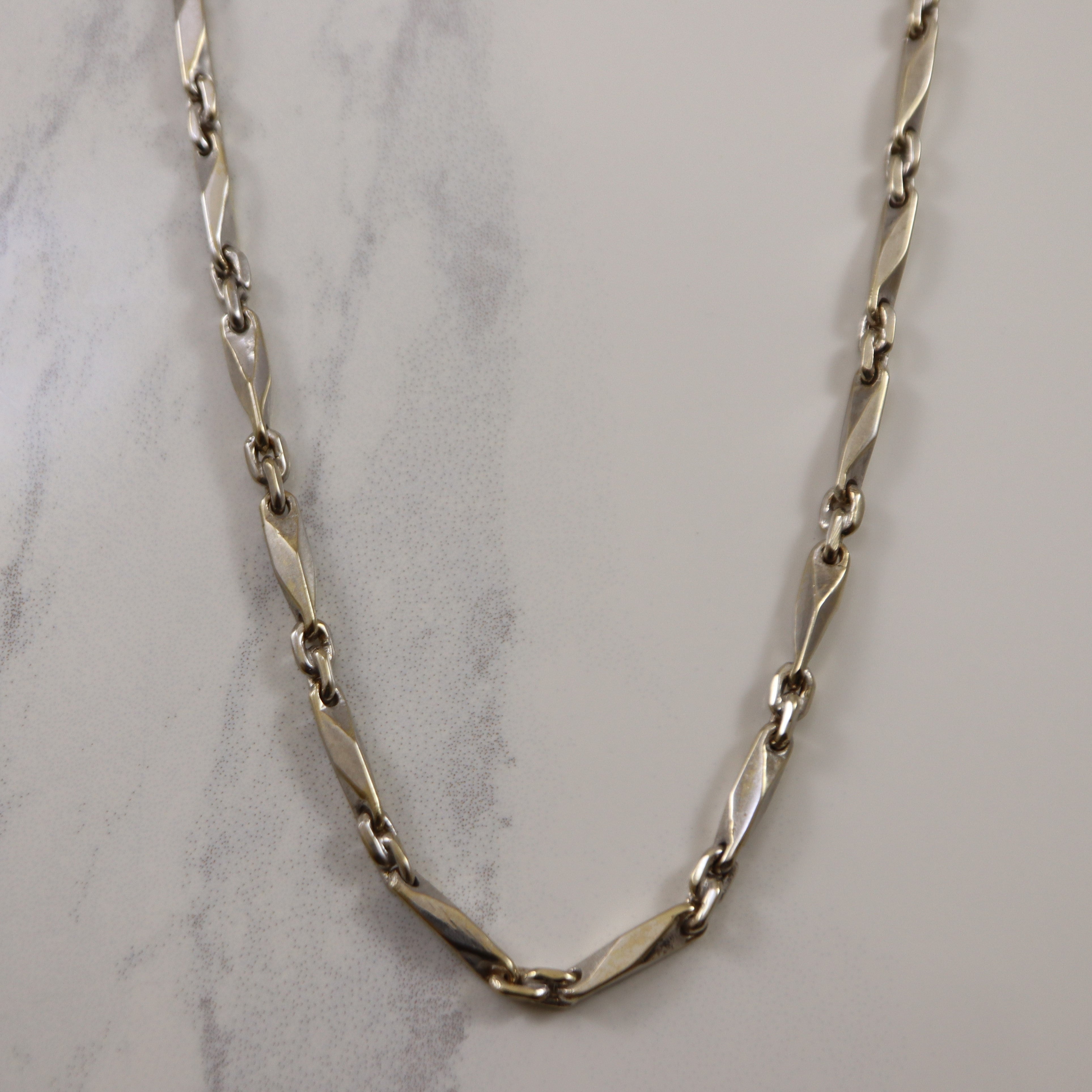 Chaîne à maillons et barres en or blanc 18 carats | 16,25" |