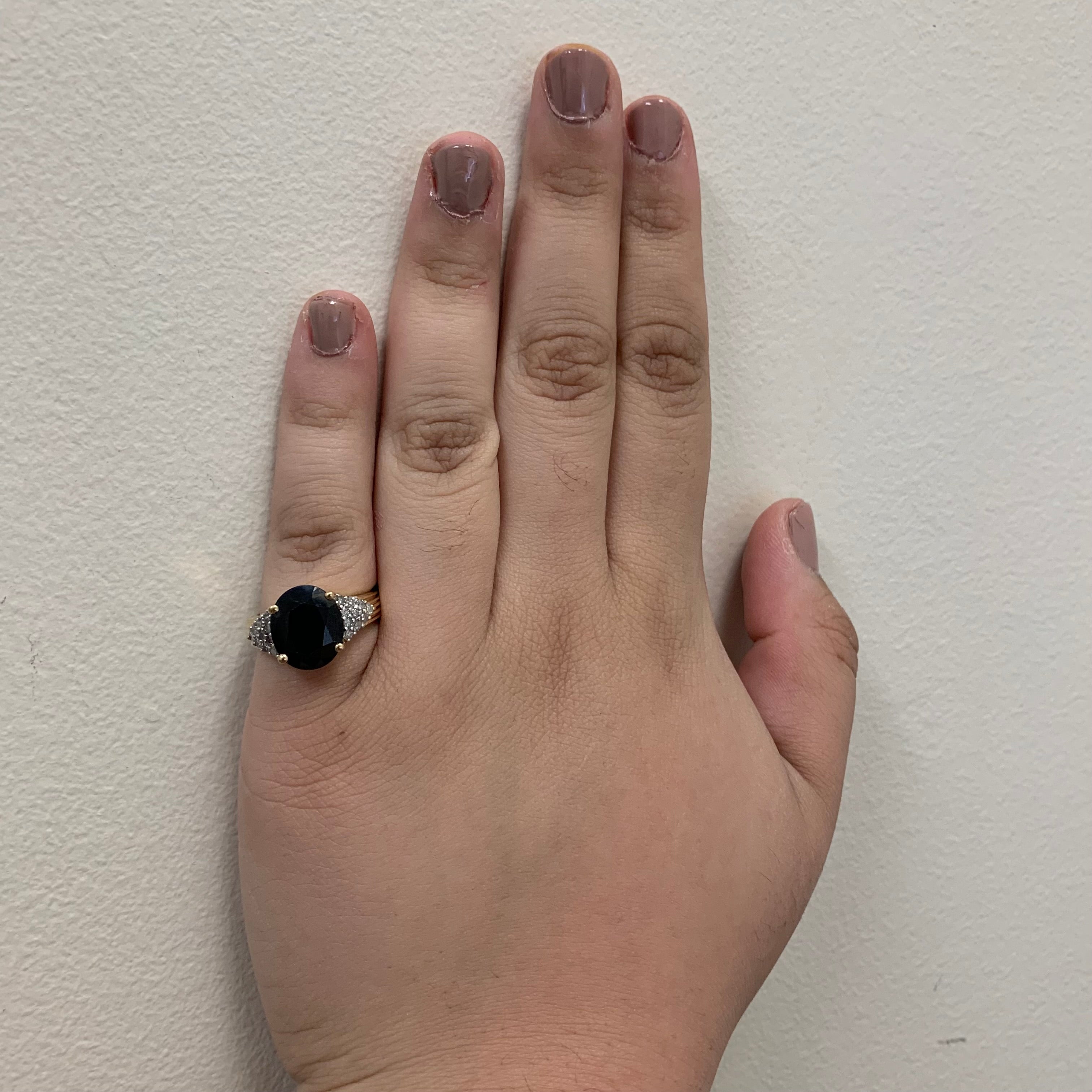 Blue Sapphire & Diamond Ring | 7.35ct, 0.40ctw | SZ 6.5 |