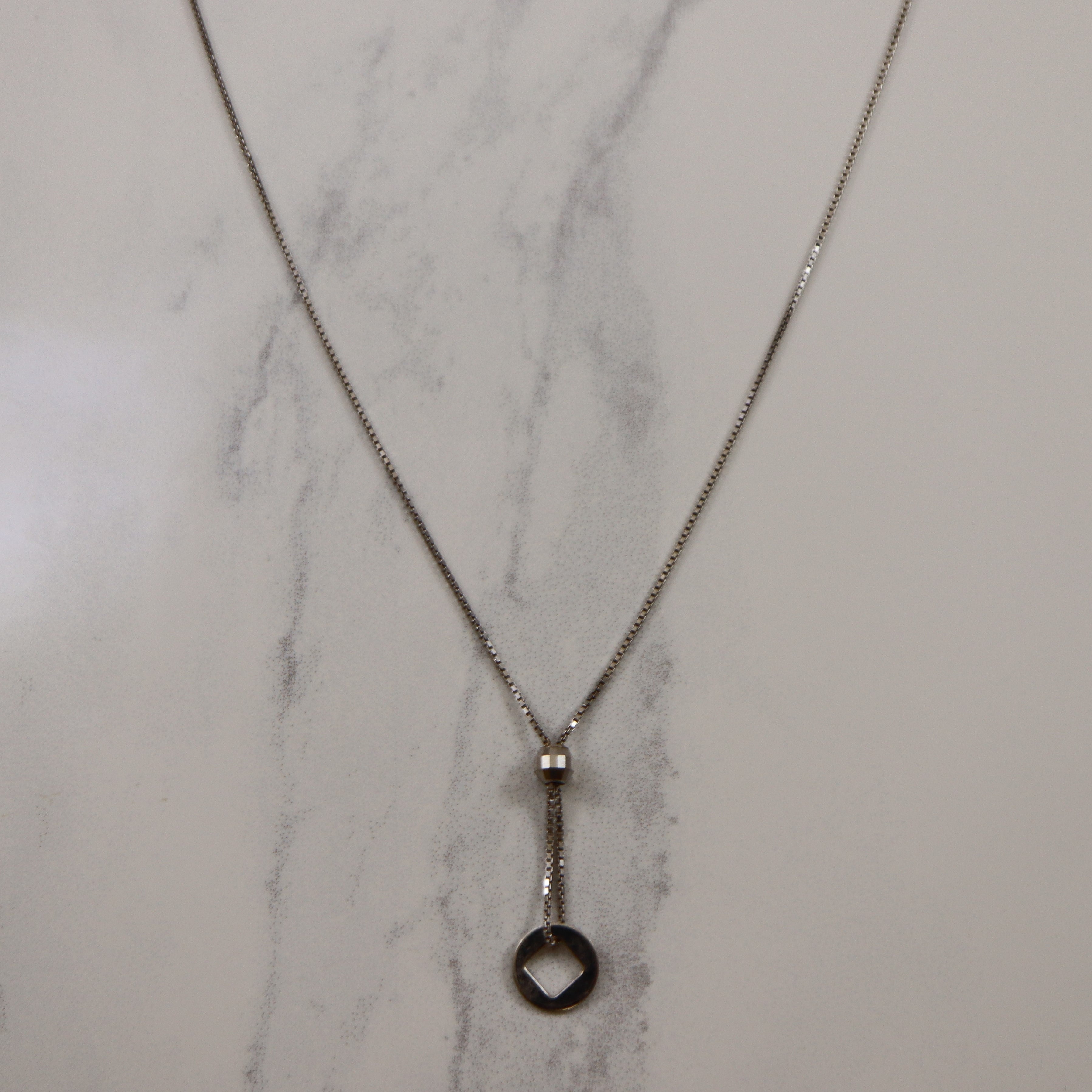 18k White Gold Lariat Style Necklace | 17" |