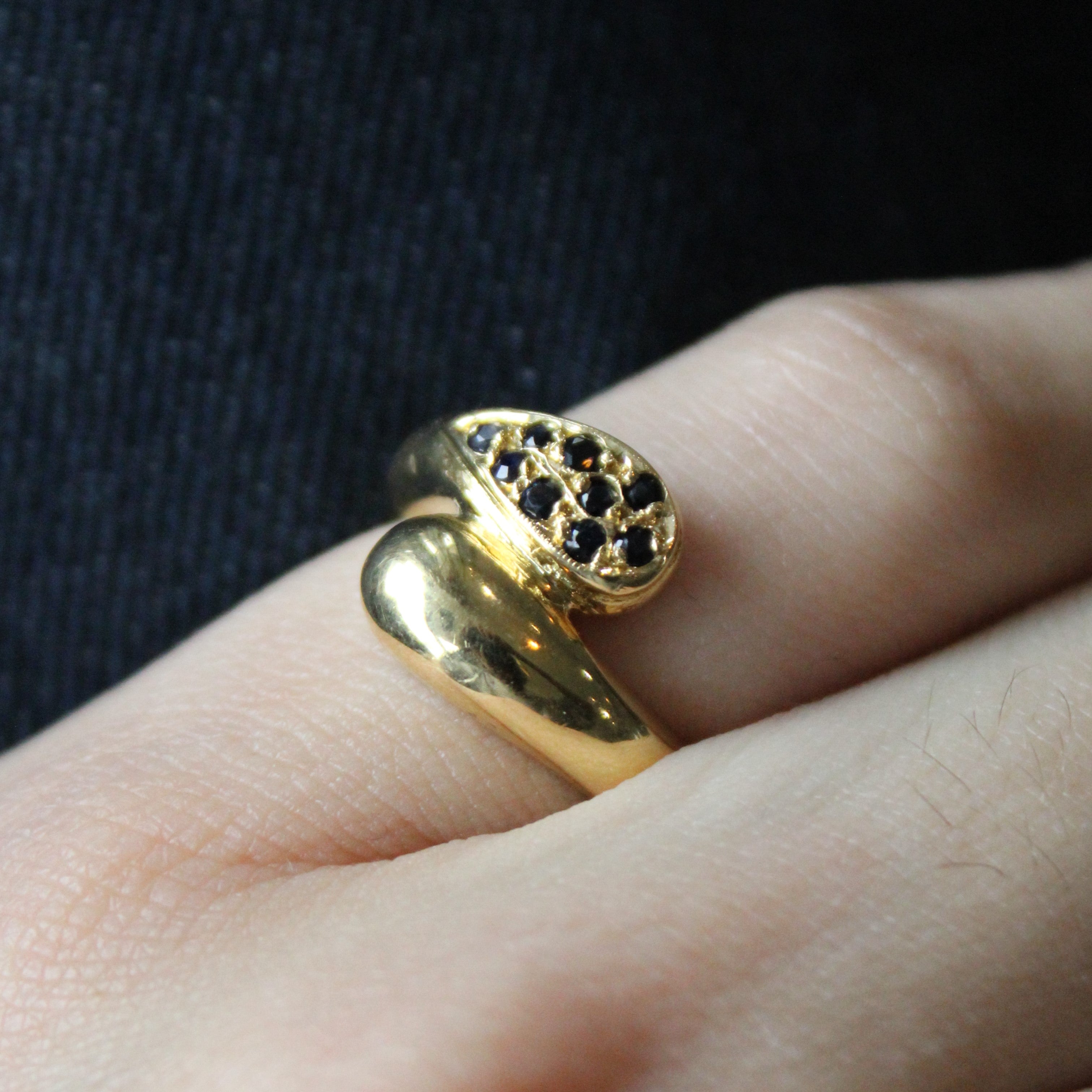 Pave Sapphire Bypass Ring | 0.19ctw | SZ 6.5 |