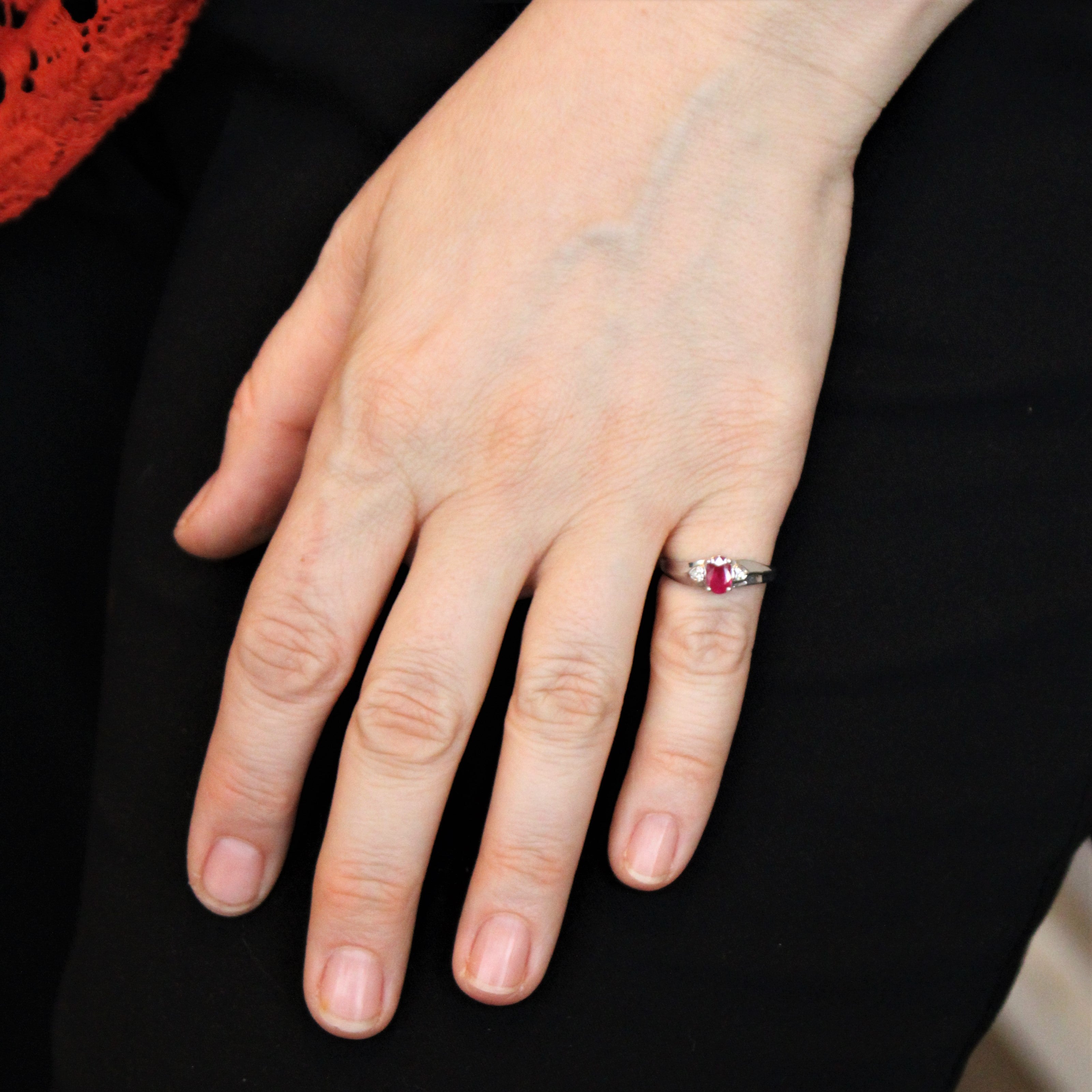 Synthetic Ruby & Diamond Ring | 0.50ct, 0.01ctw | SZ 6 |