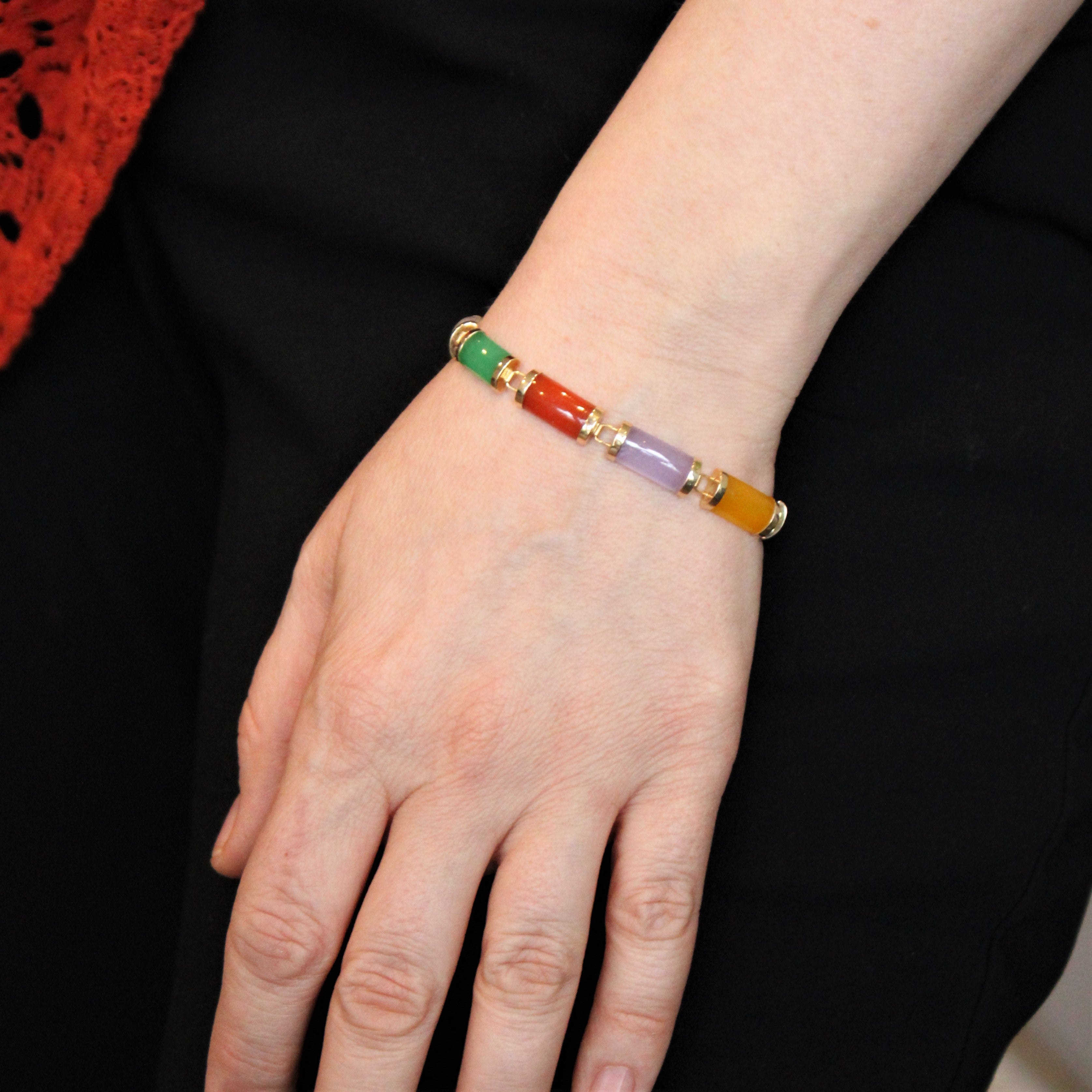Multi Coloured Jade Bracelet | 7.5" |