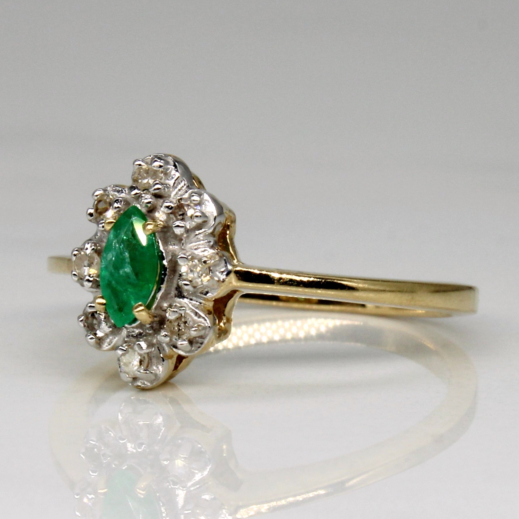 Emerald & Diamond Halo Ring | 0.10ct, 0.08ctw | SZ 5.75 |