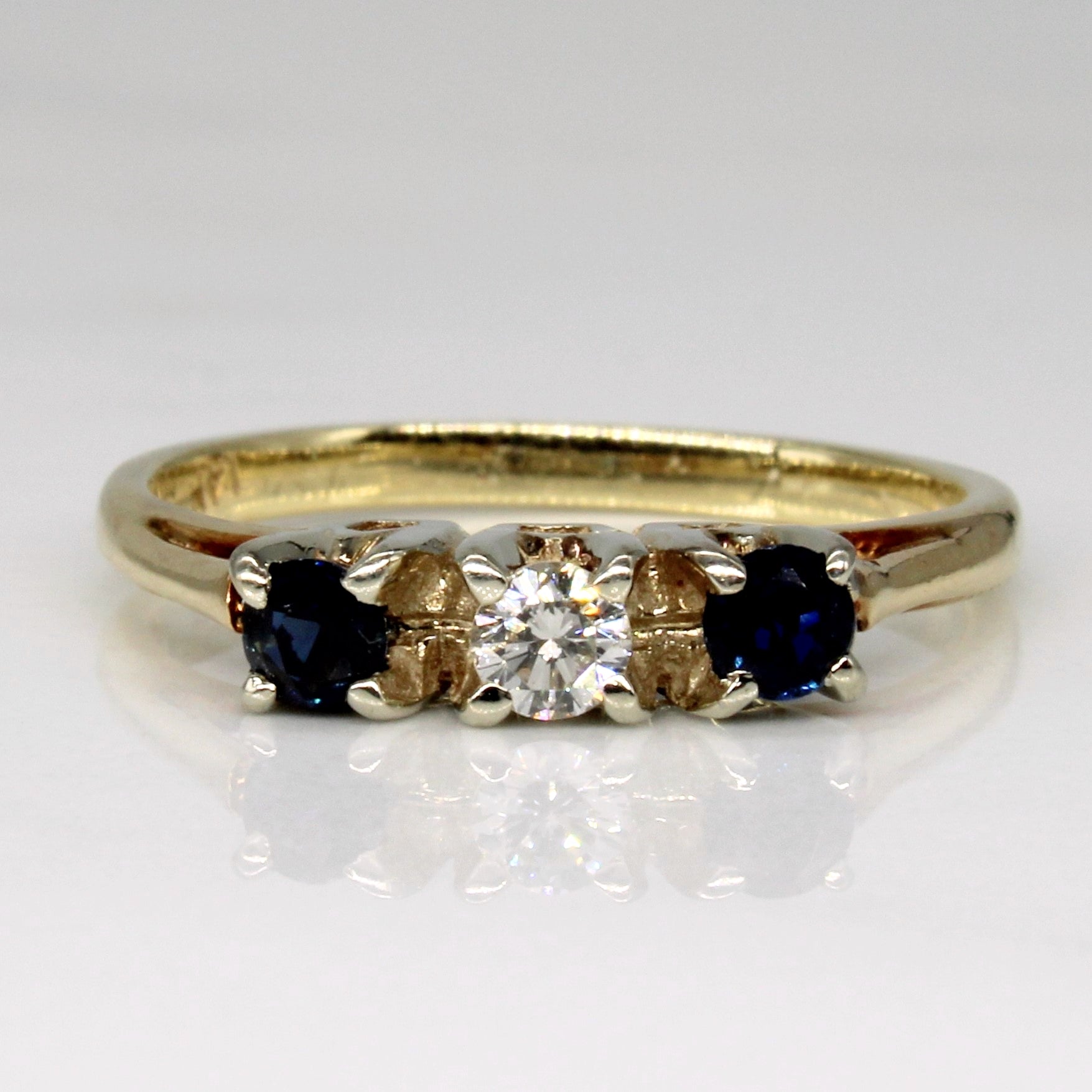 Three Stone Sapphire & Diamond Ring | 0.20ctw, 0.10ct | SZ 6 |