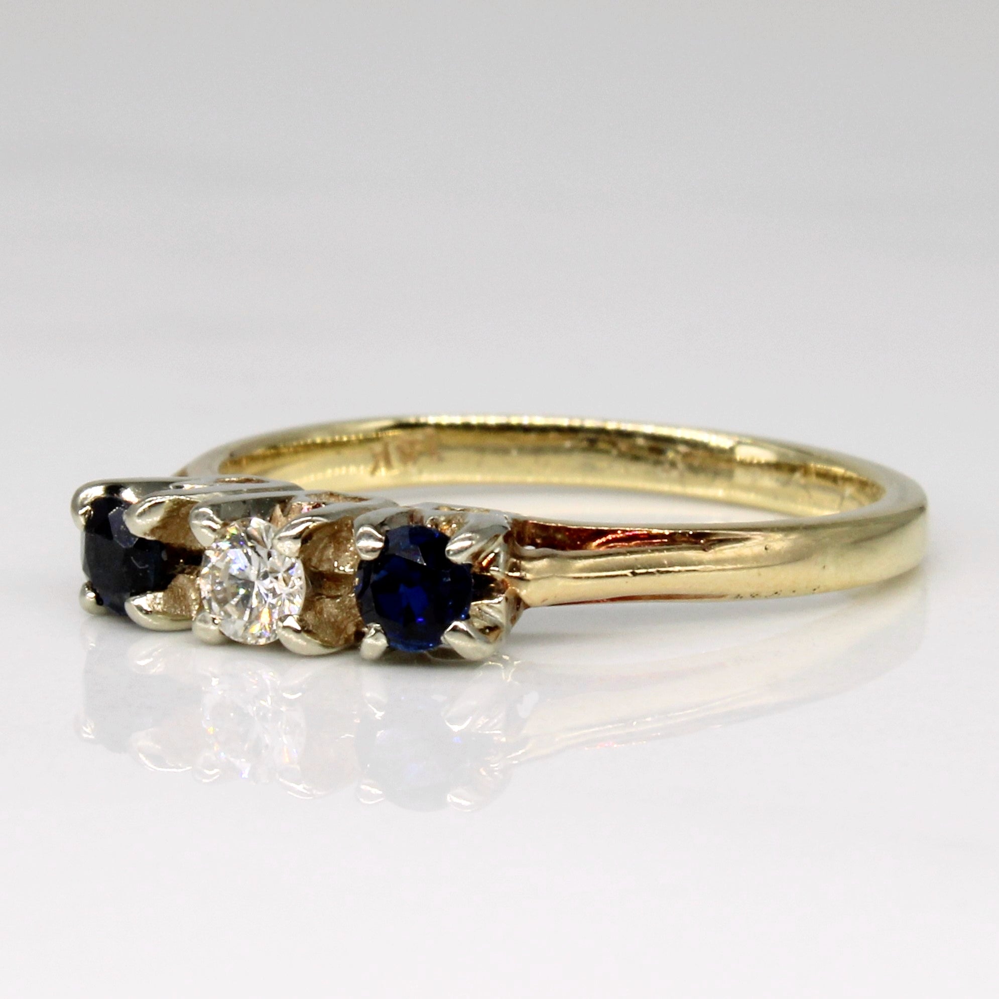 Three Stone Sapphire & Diamond Ring | 0.20ctw, 0.10ct | SZ 6 |