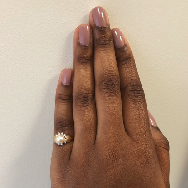 Tapered Pearl & Diamond Ring | 1.85ct, 0.08ctw | SZ 6.25 |