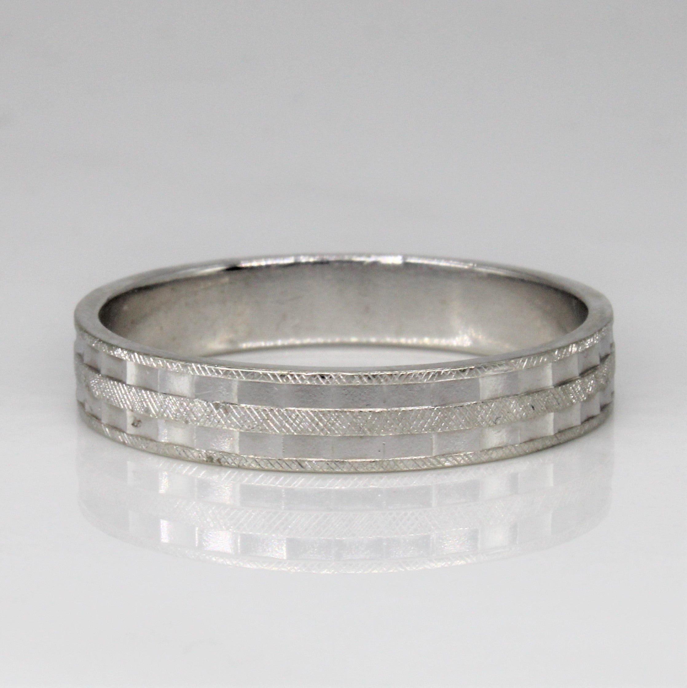 Textured White Gold Band | SZ 13 |