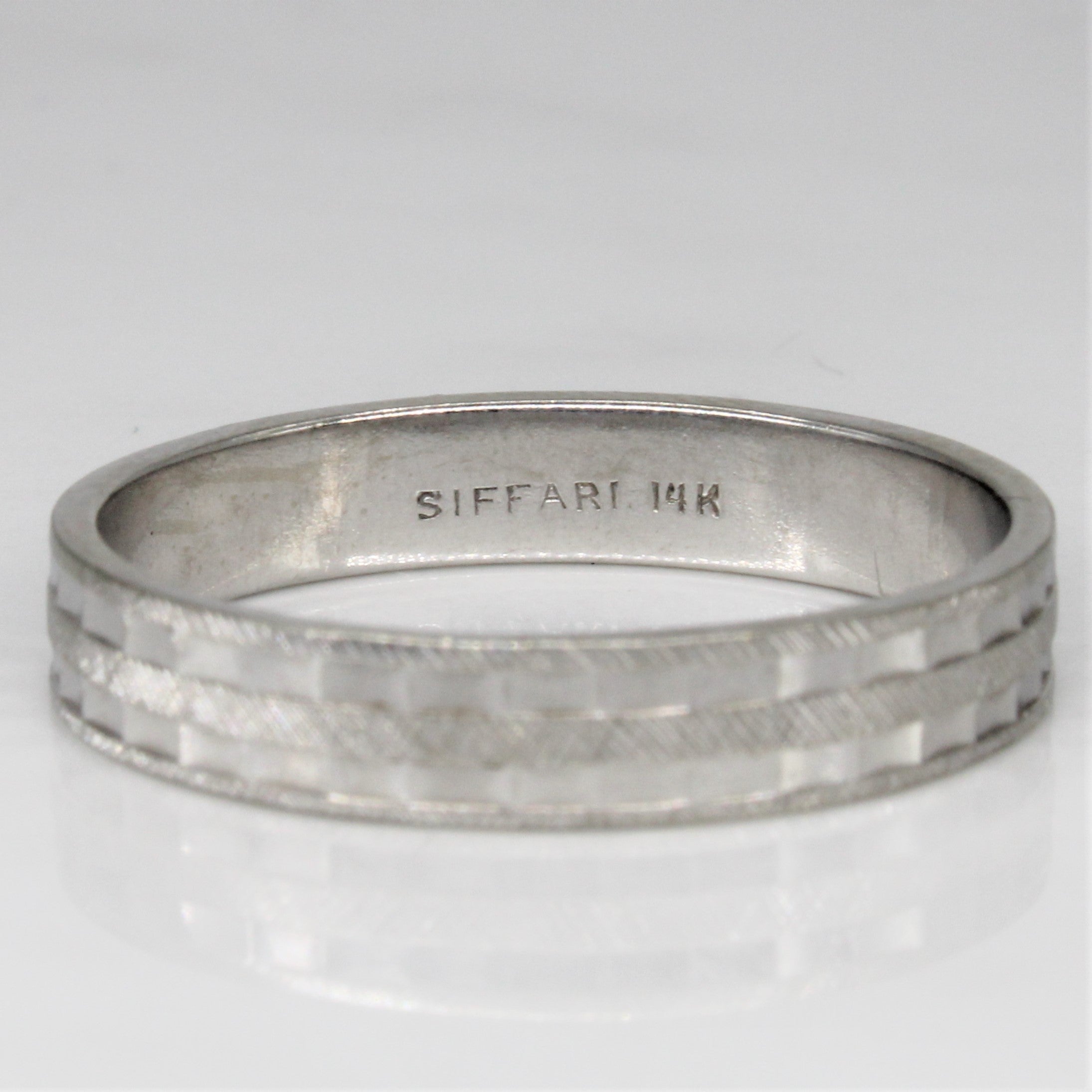 Textured White Gold Band | SZ 13 |