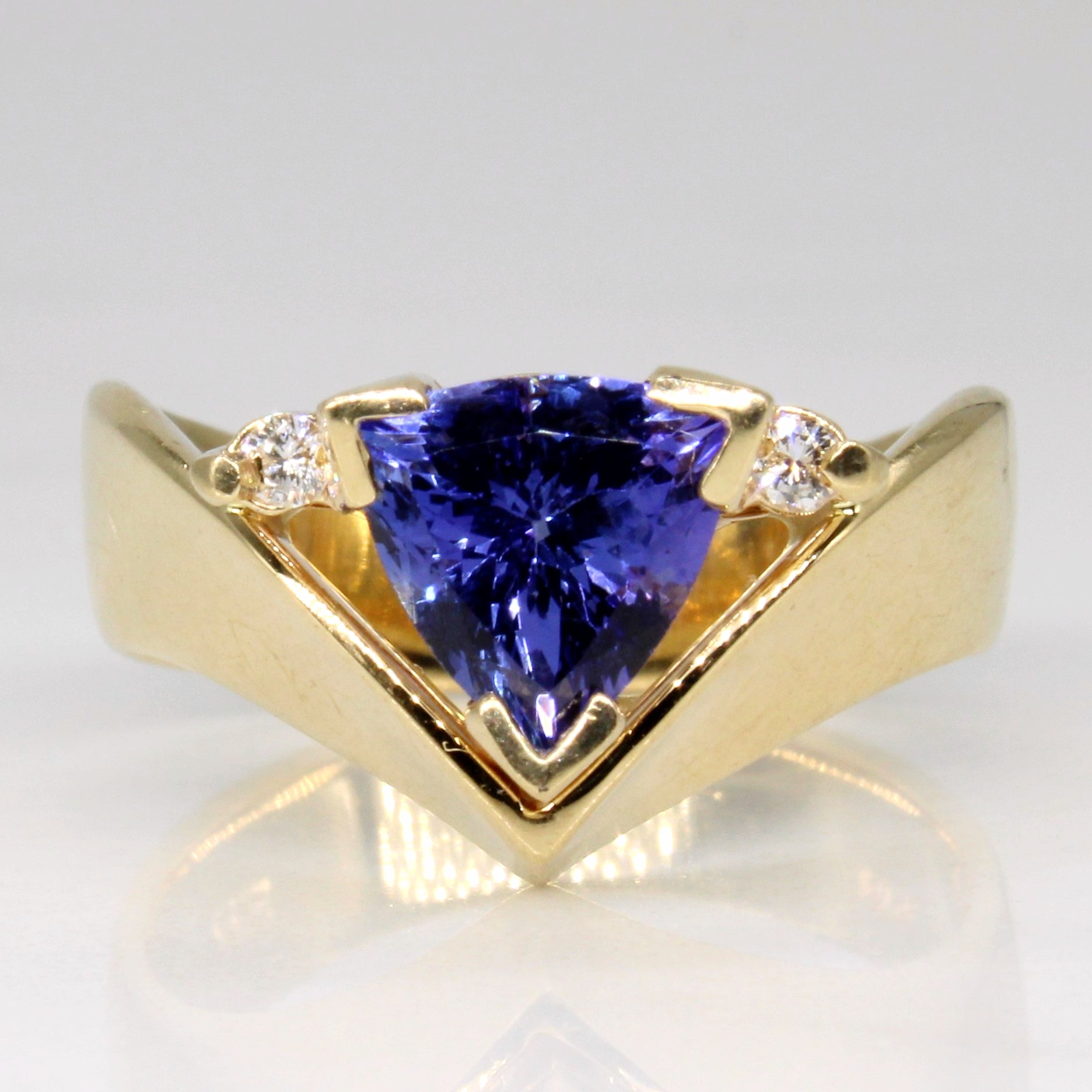 Bague en tanzanite éclatante et diamants | 1,15 ct, 0,05 ct au total | Taille 7 |