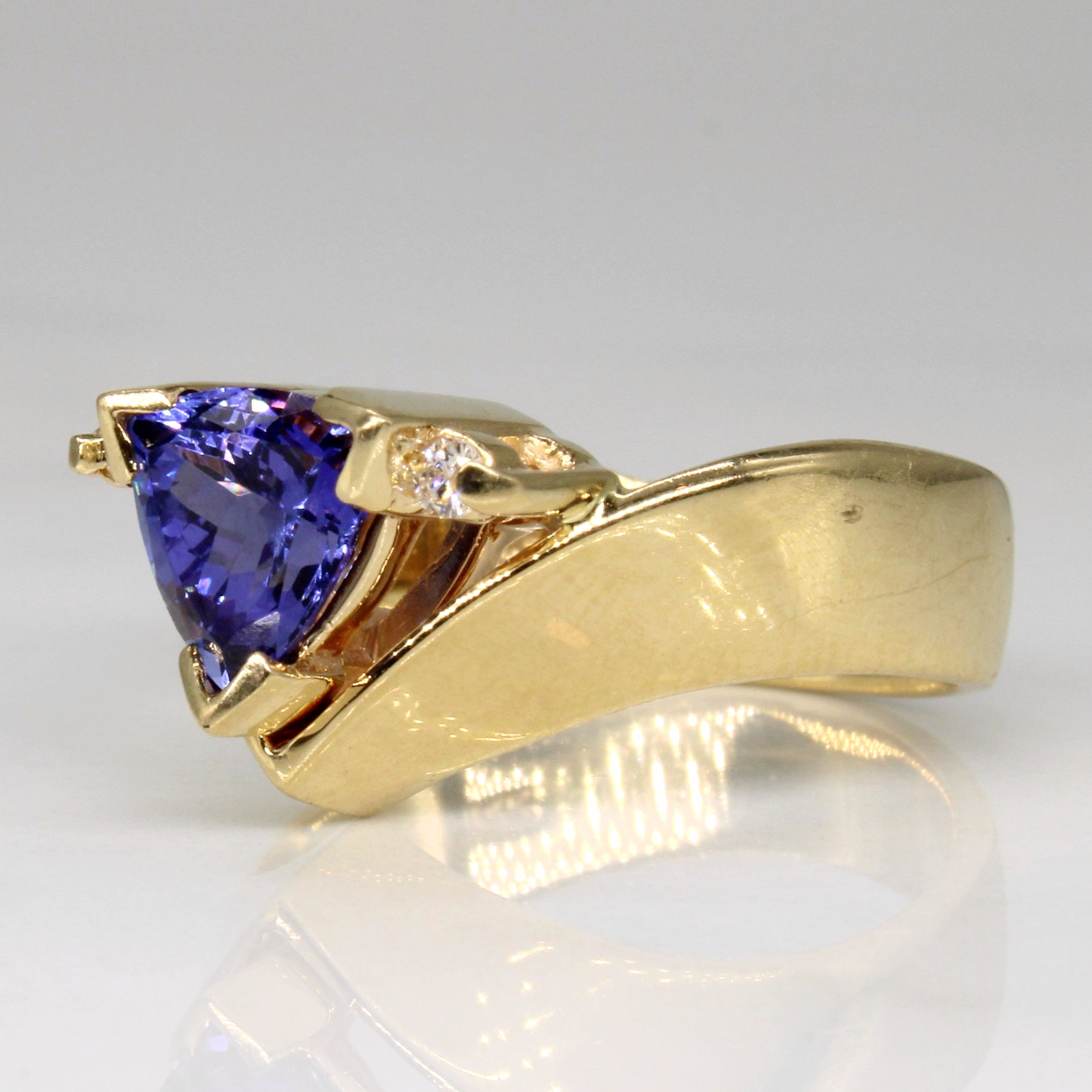 Bague en tanzanite éclatante et diamants | 1,15 ct, 0,05 ct au total | Taille 7 |