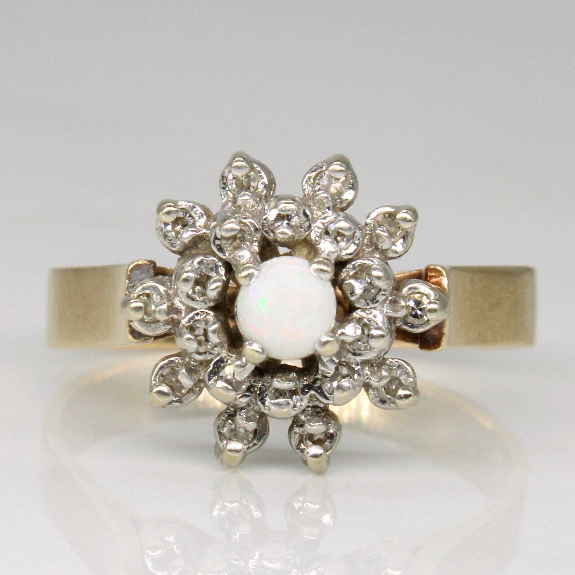 Opal & Diamond Flared Halo Ring | 0.15ct, 0.10ctw | SZ 8 |
