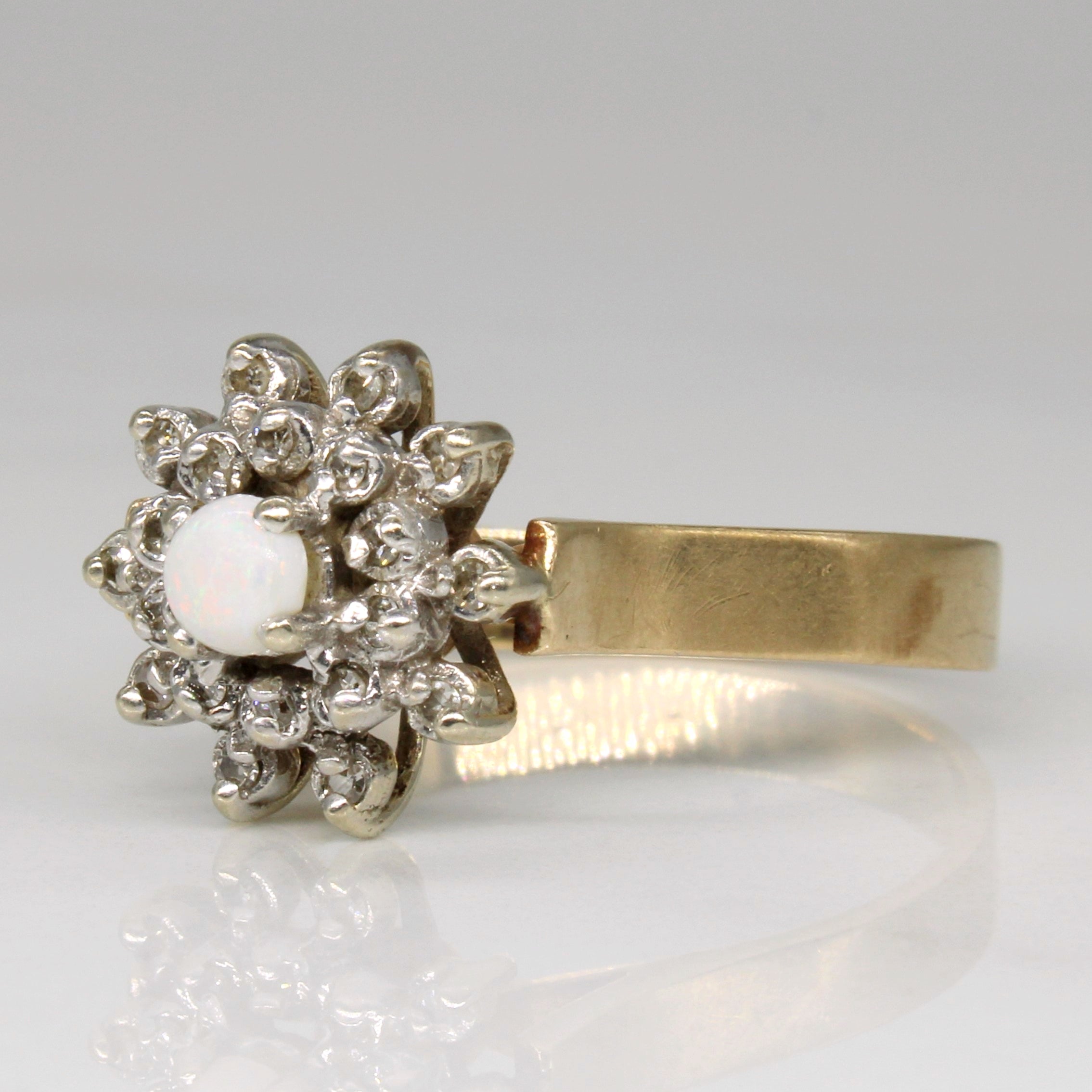 Opal & Diamond Flared Halo Ring | 0.15ct, 0.10ctw | SZ 8 |