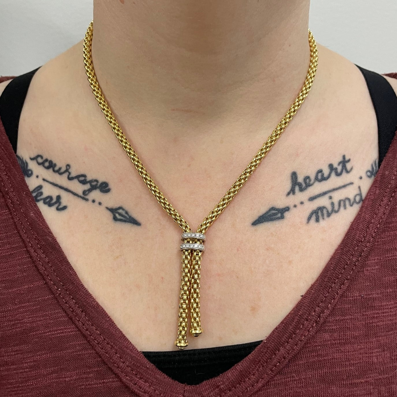 Textured Chain Diamond Knot Necklace | 0.06ctw | 18"|