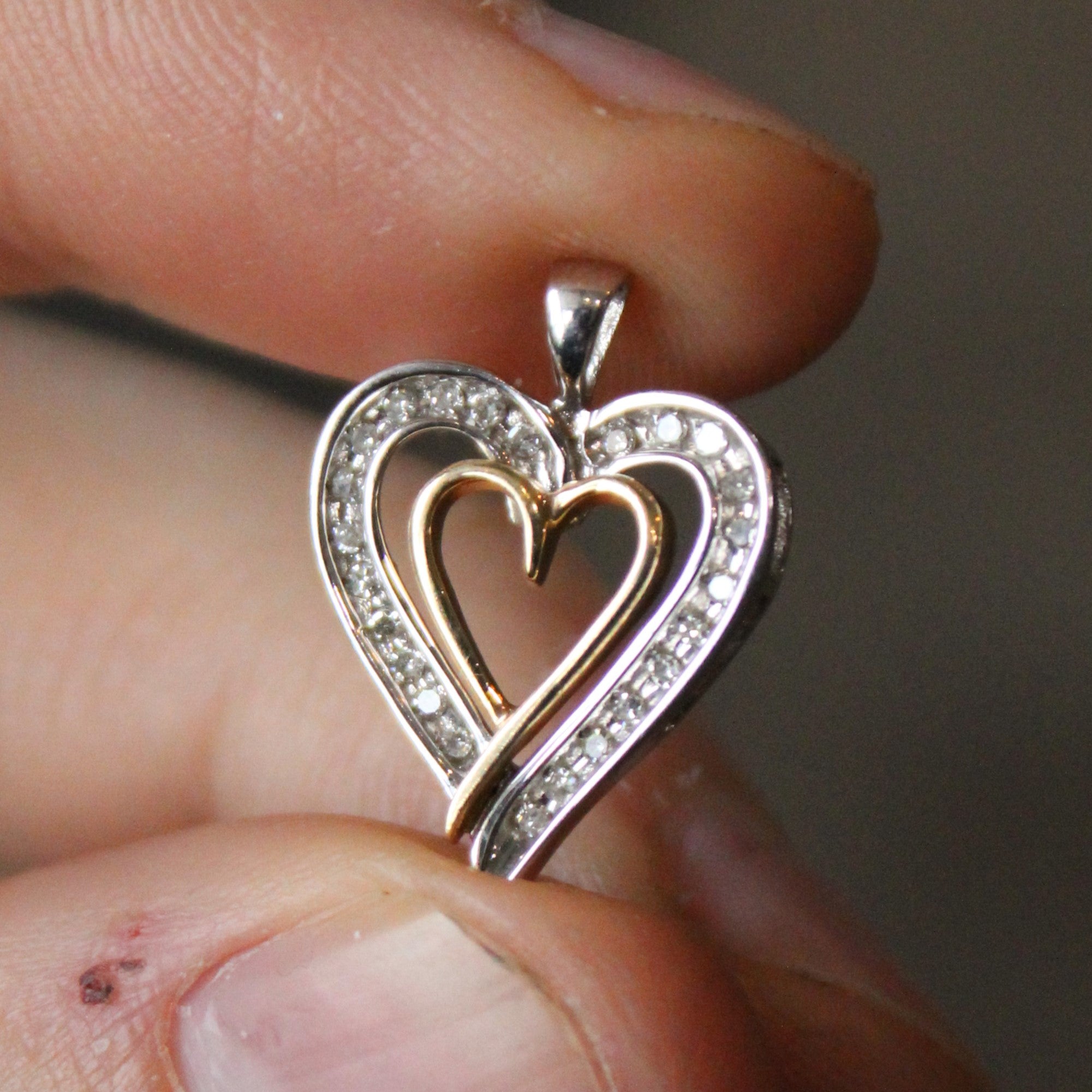 Channel Set Diamond Heart Pendant | 0.10ctw |