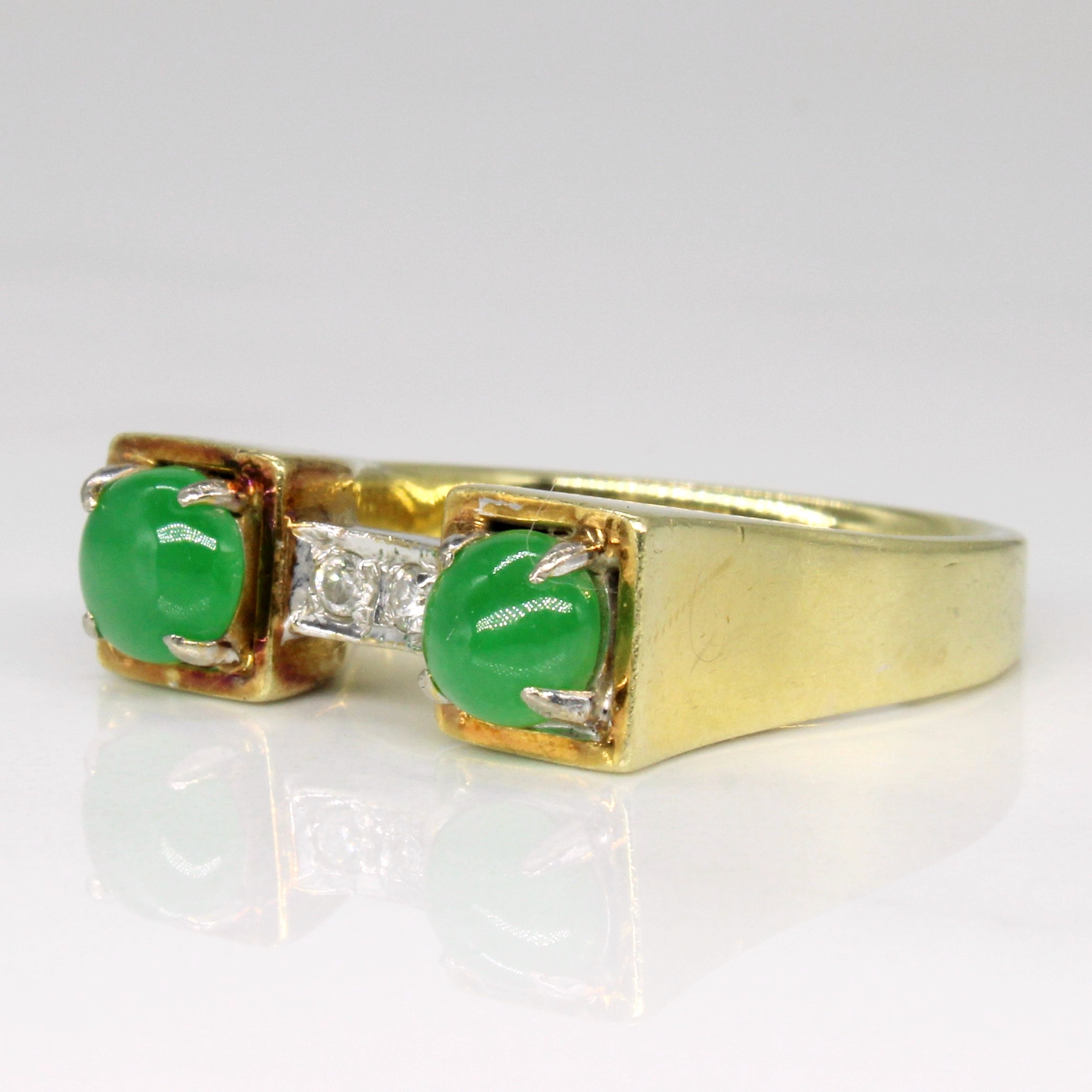 Jadeite & Diamond Bar Ring | 1.00ctw, 0.03ctw | SZ 6 |