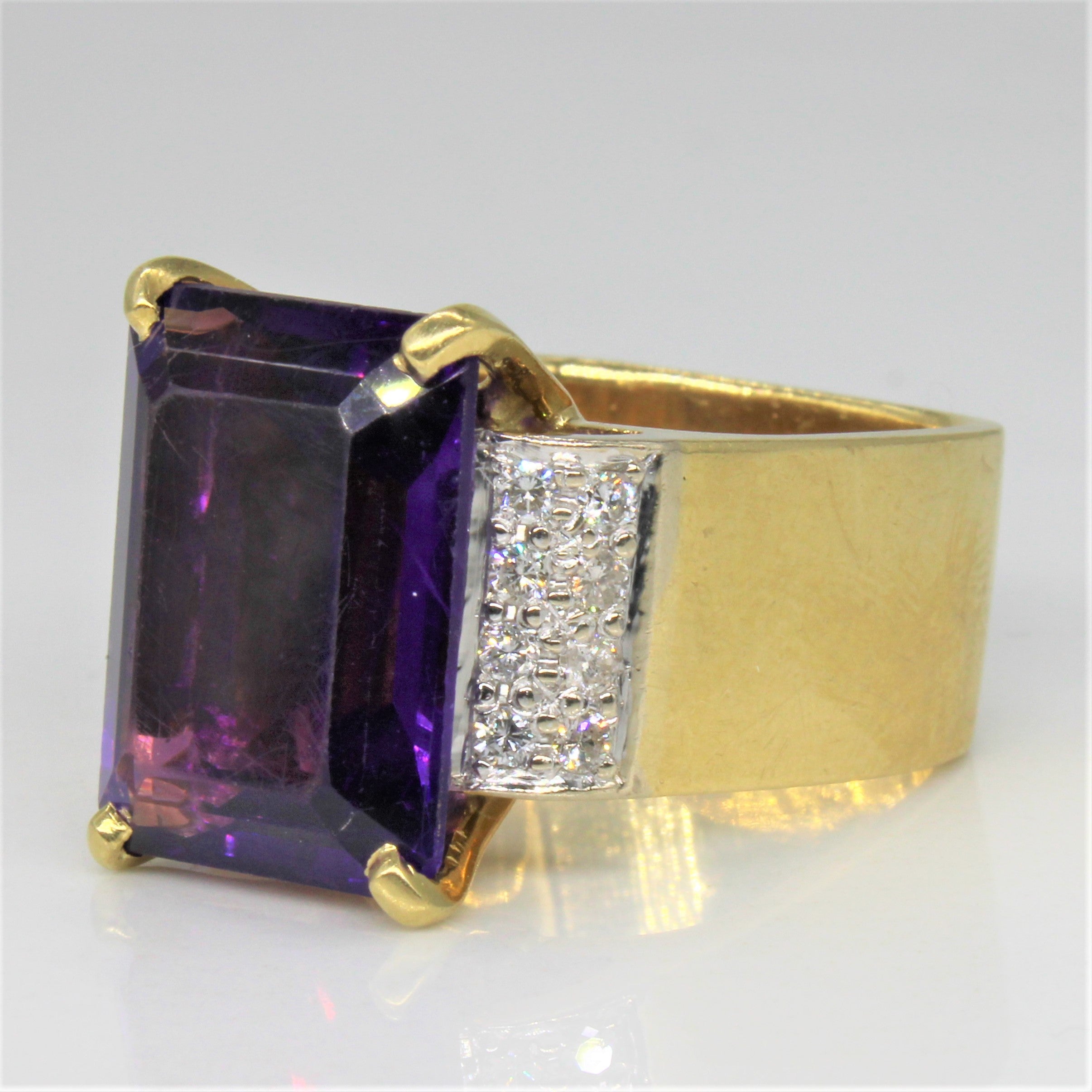 Amethyst & Diamond Cocktail Ring | 9.75ct, 0.16ctw | SZ 7 |