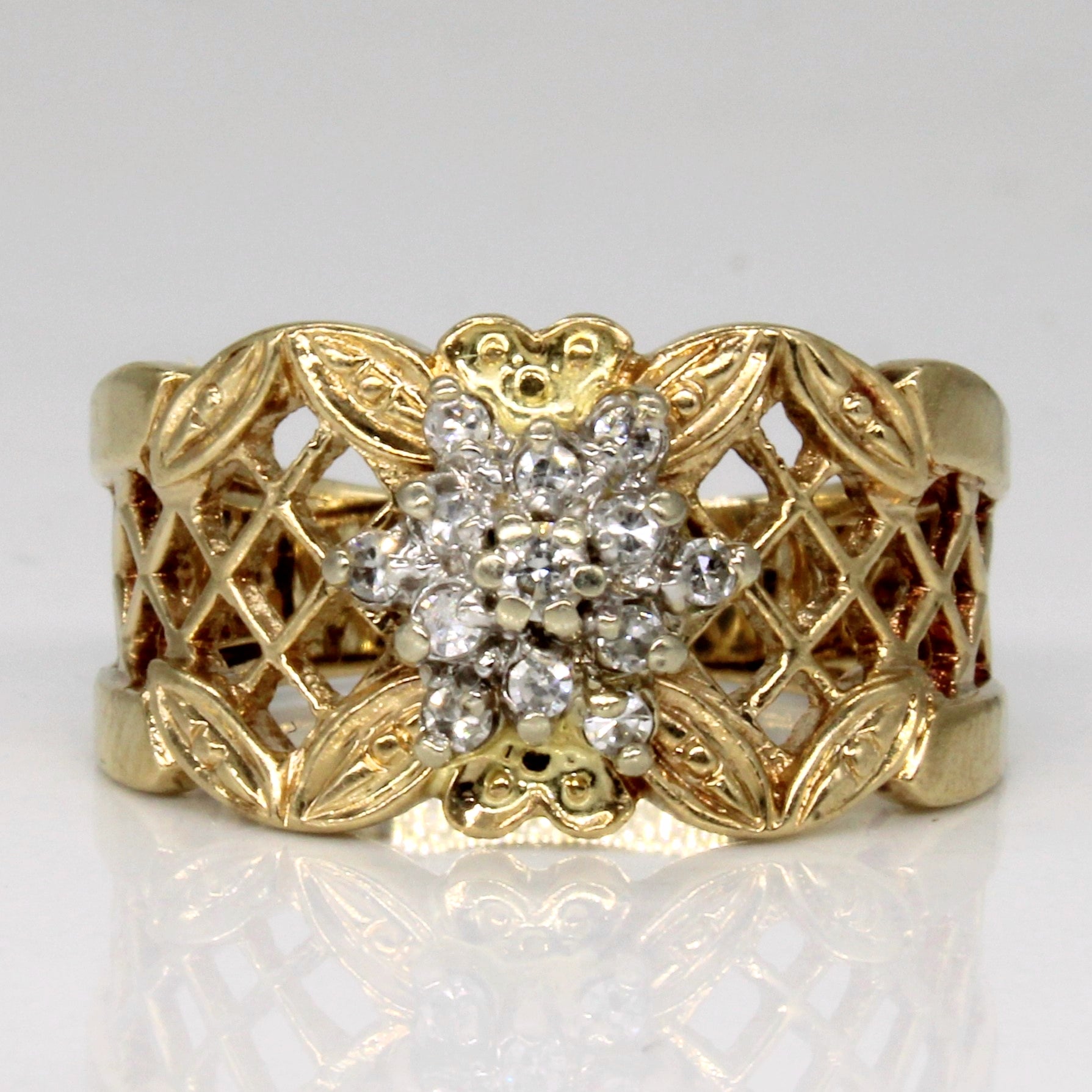 Bague en treillis sertie de diamants | 0,12 ct | Taille 6,25 |