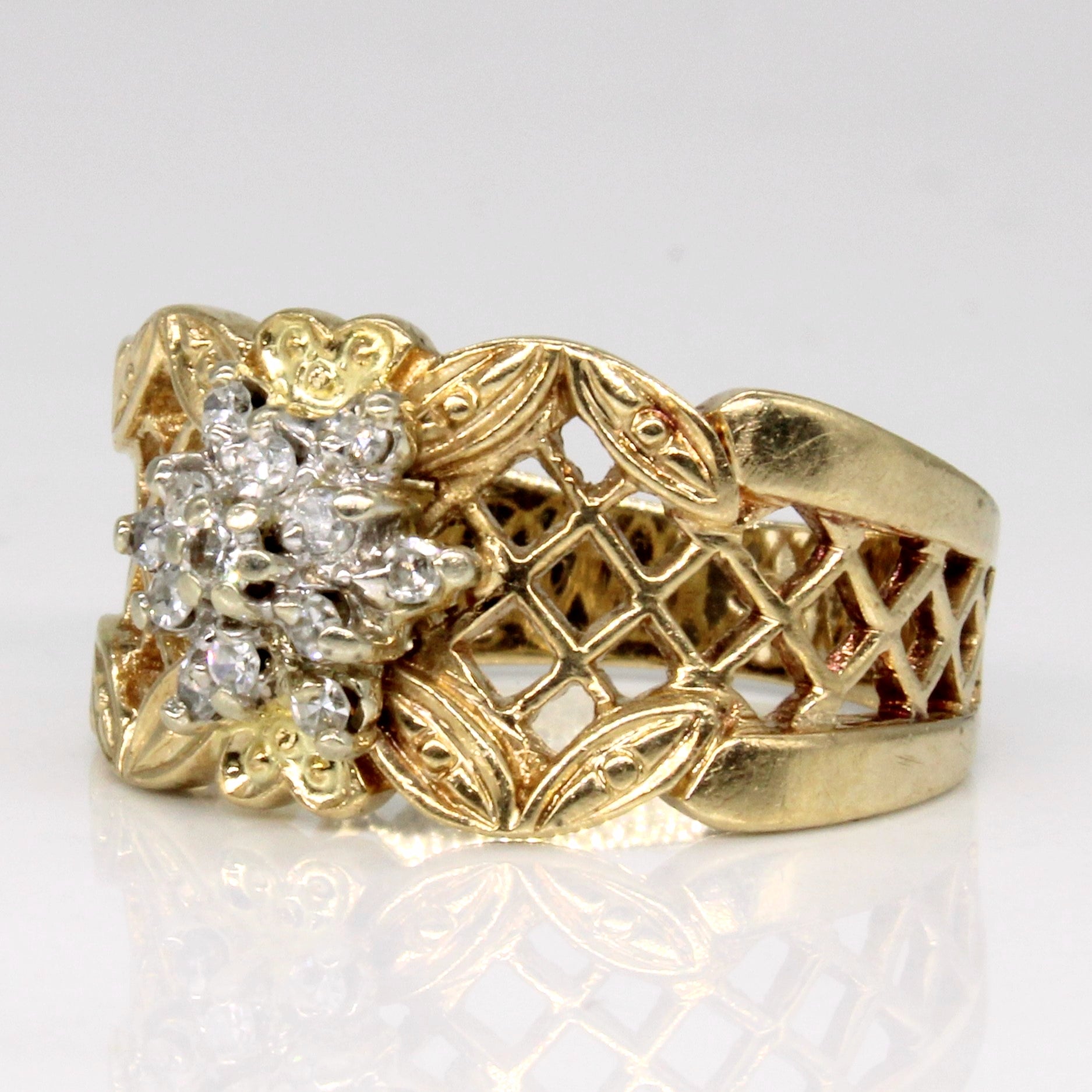 Bague en treillis sertie de diamants | 0,12 ct | Taille 6,25 |