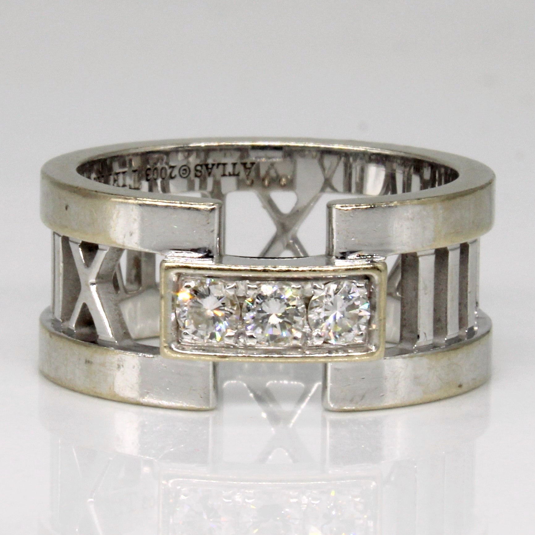 'Tiffany & Co' Atlas 18k White Gold Diamond Open Band | 0.18ctw | SZ 5.25 |