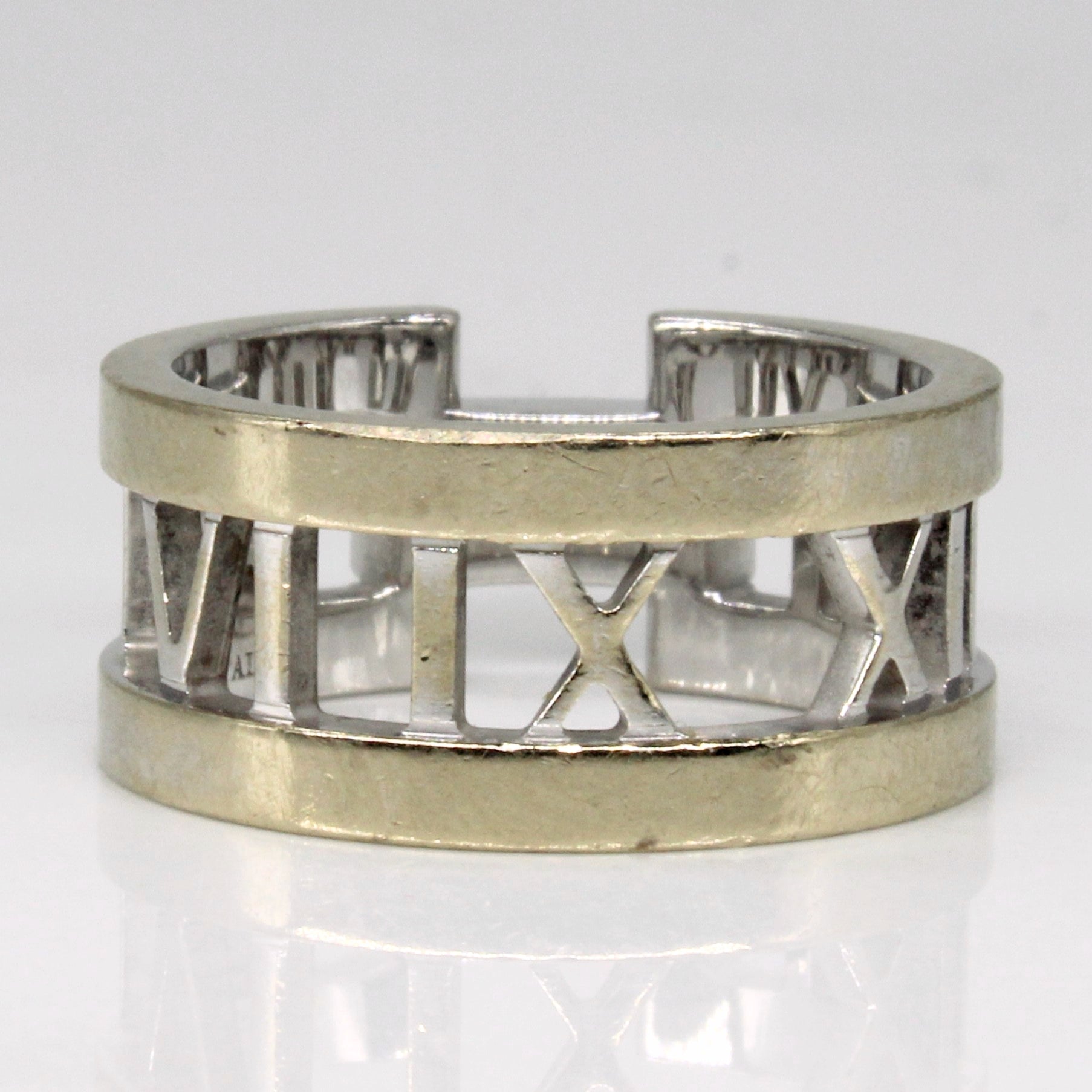 'Tiffany & Co' Atlas 18k White Gold Diamond Open Band | 0.18ctw | SZ 5.25 |
