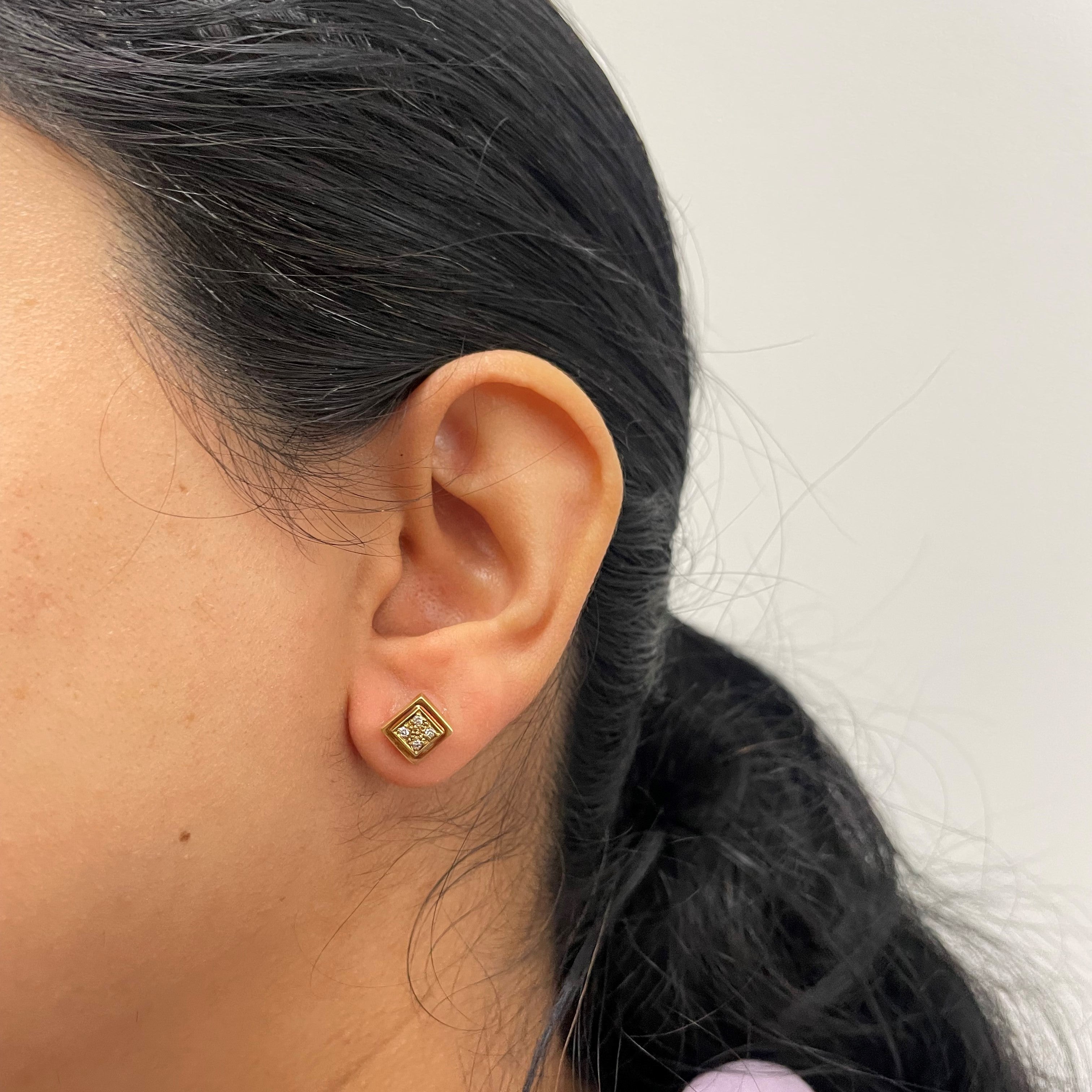 Diamond Square Stud Earrings | 0.08ctw |
