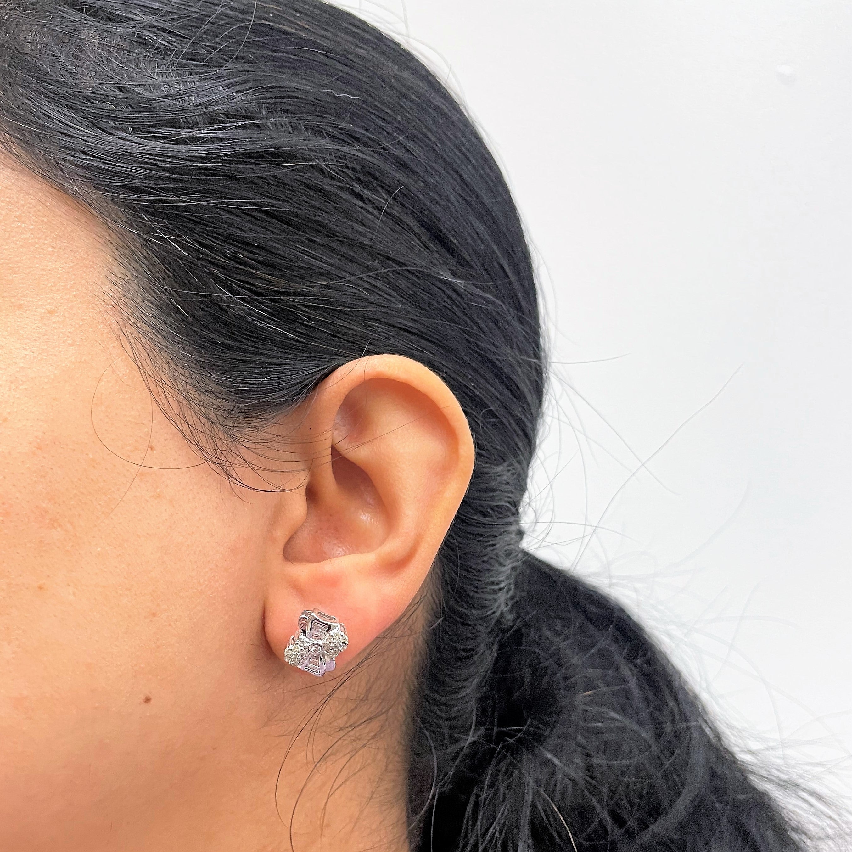 Diamond Cluster Bow Earrings | 0.41ctw |