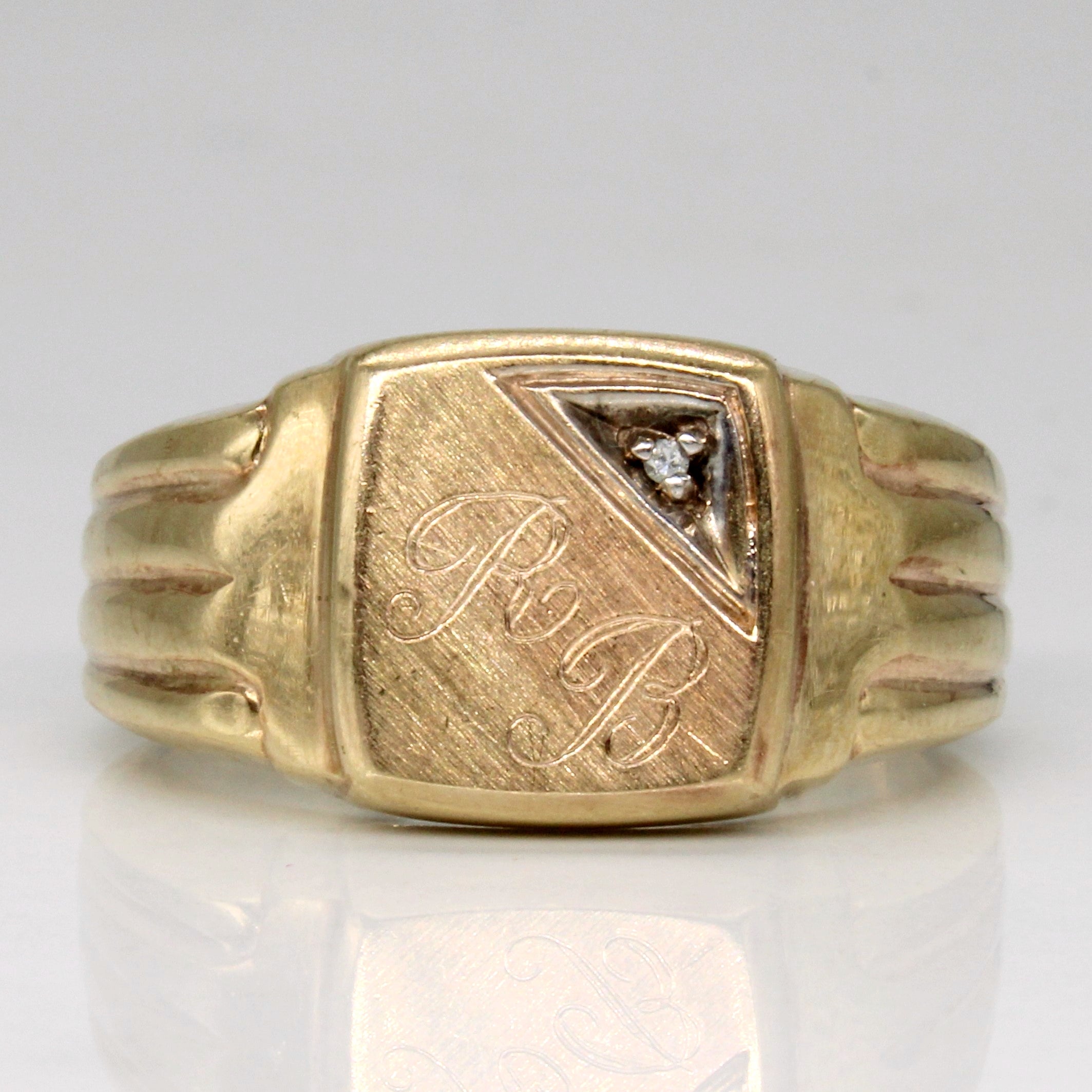 Diamond 'R.B.' Signet Ring | 0.01ct | SZ 10 |