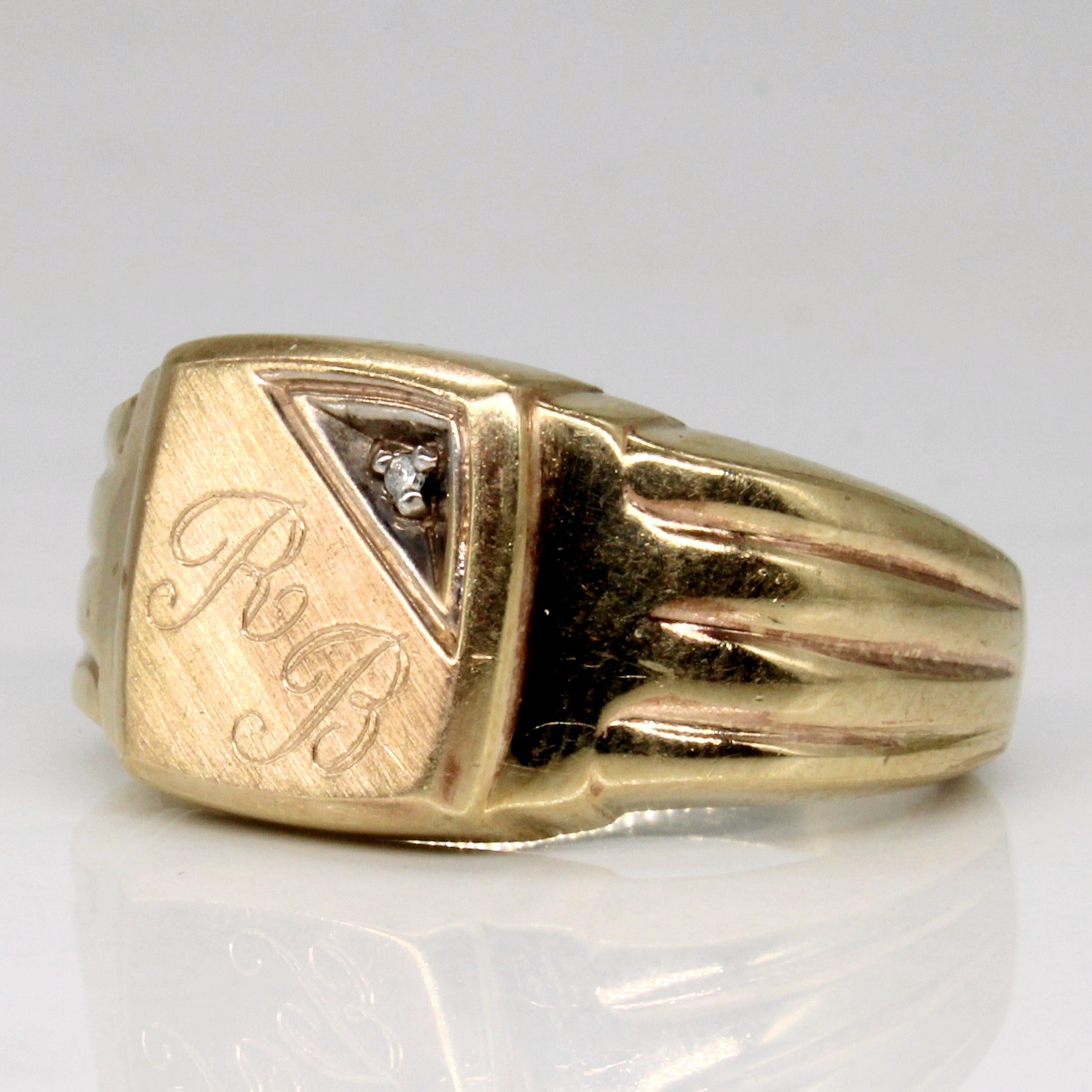 Diamond 'R.B.' Signet Ring | 0.01ct | SZ 10 |