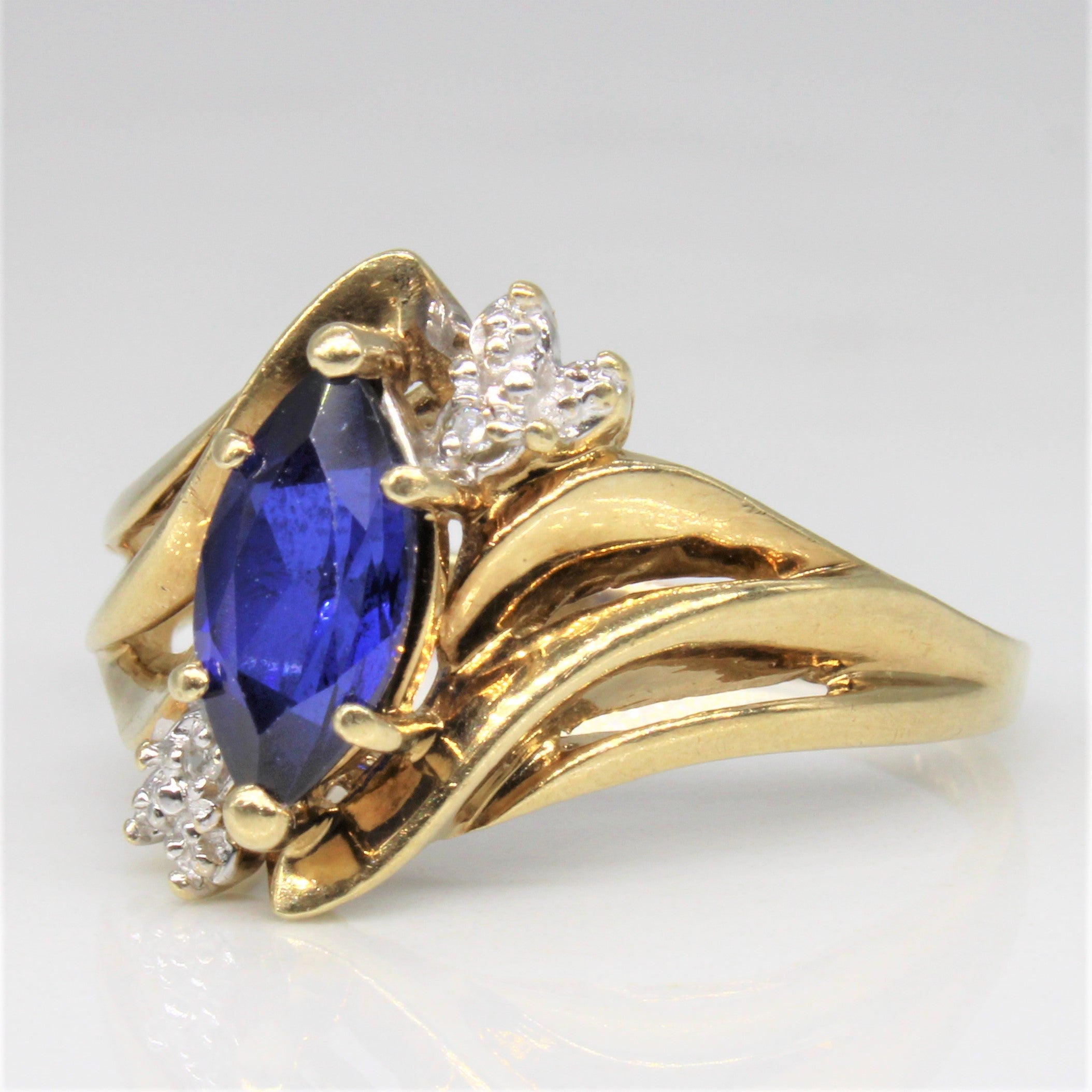 Synthetic Sapphire & Diamond Waterfall Ring | 1.00ct, 0.01ctw | SZ 8.5 |