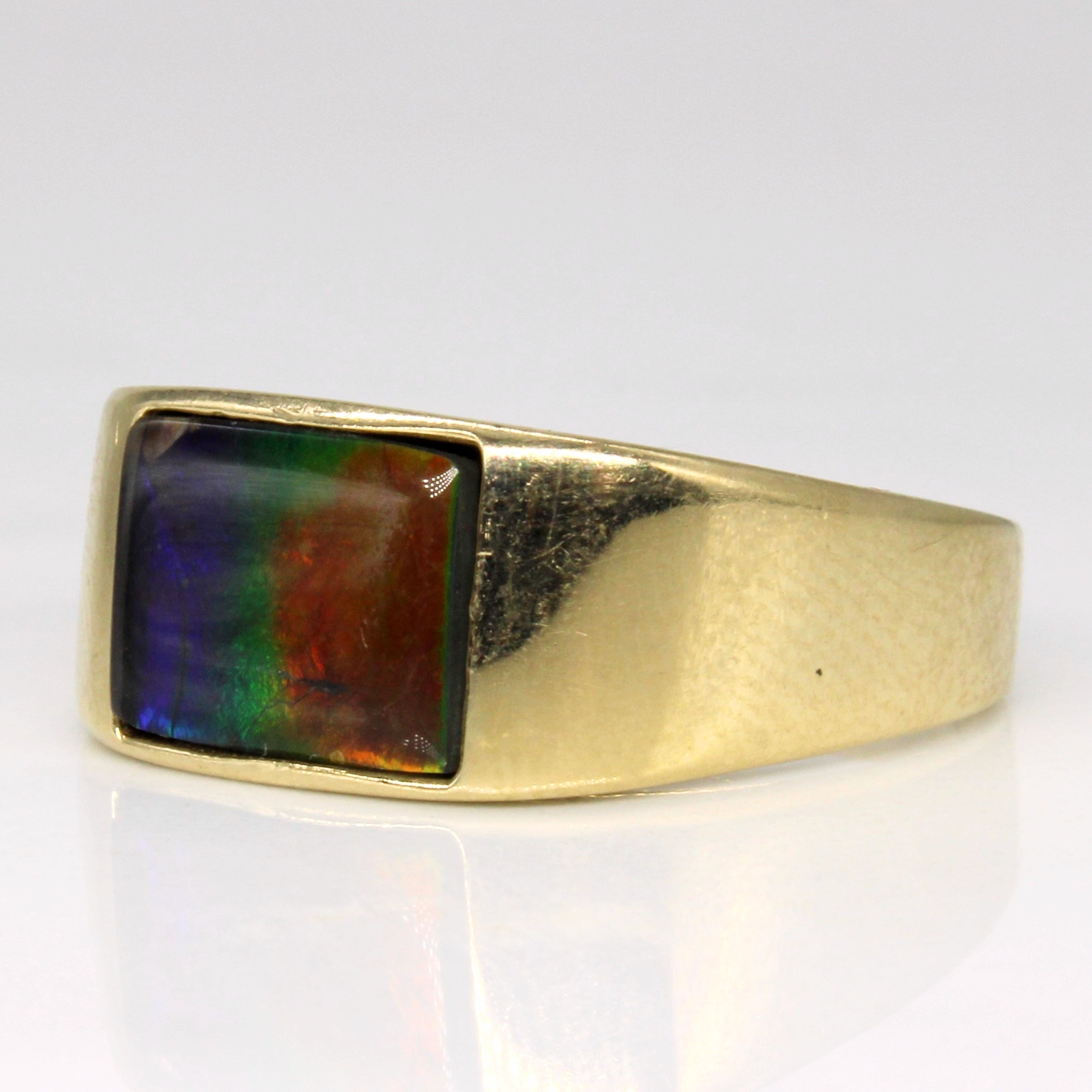 Ammolite Flat Cab Ring | 1.50ct | SZ 10 |