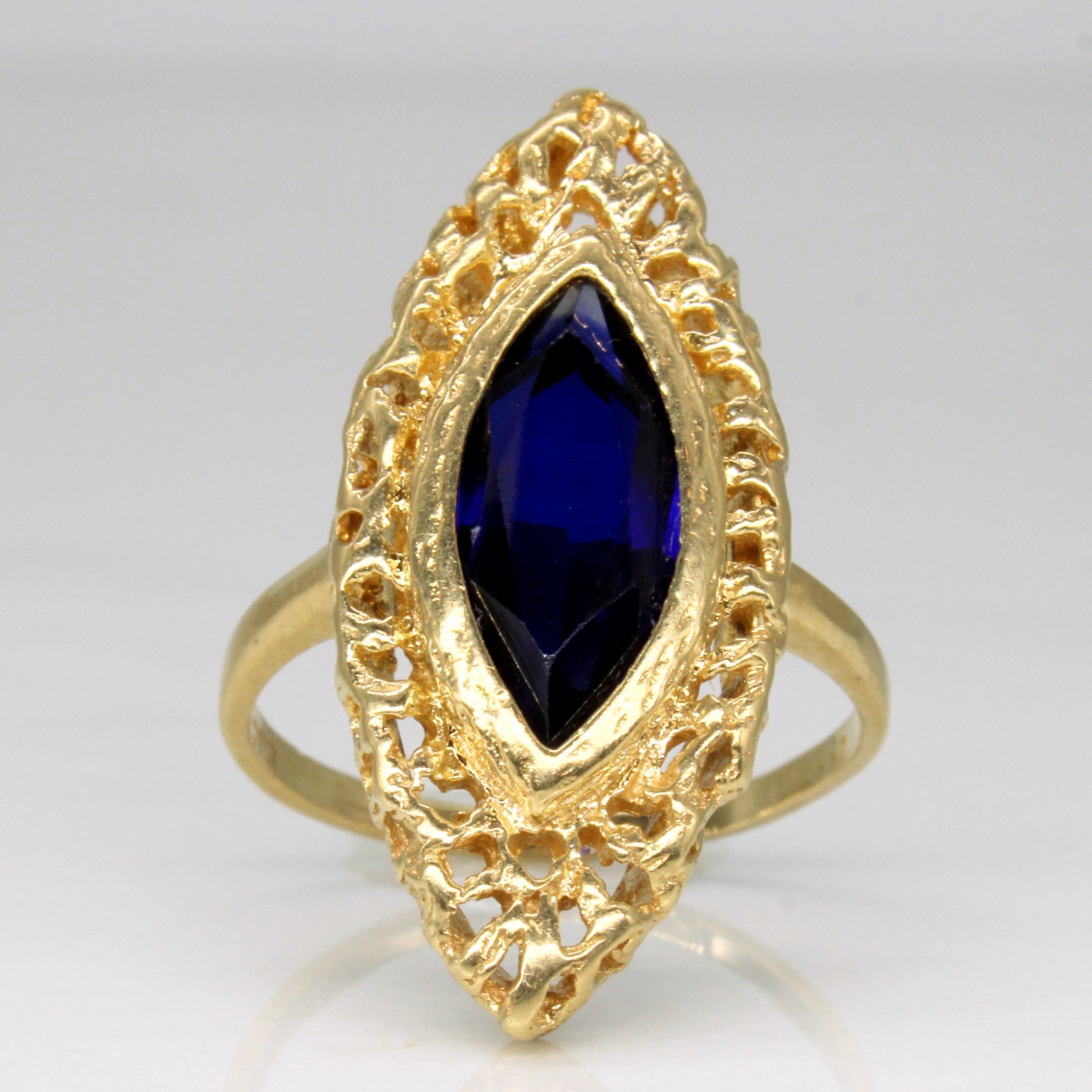 Synthetic Sapphire Navette Ring | 2.75ct | SZ 7 |