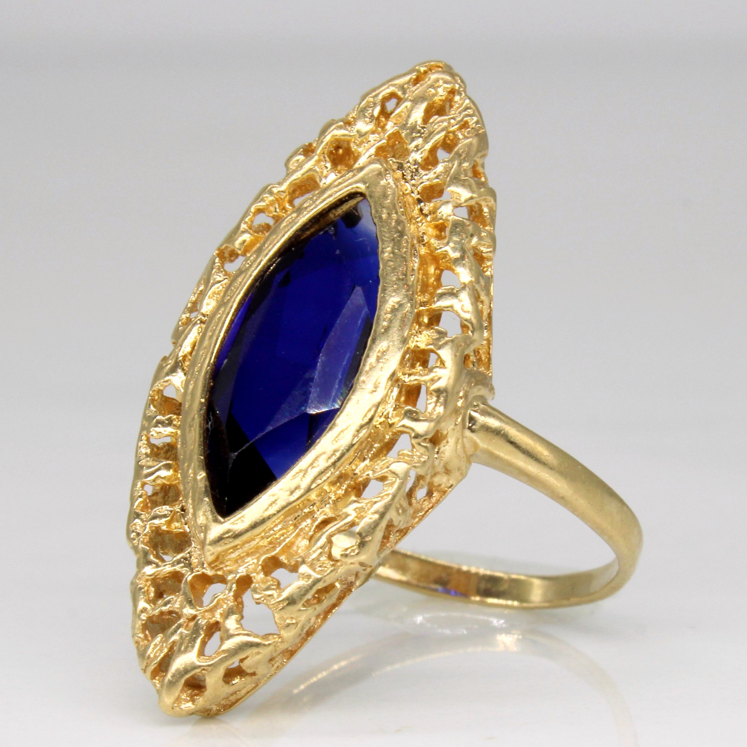 Synthetic Sapphire Navette Ring | 2.75ct | SZ 7 |