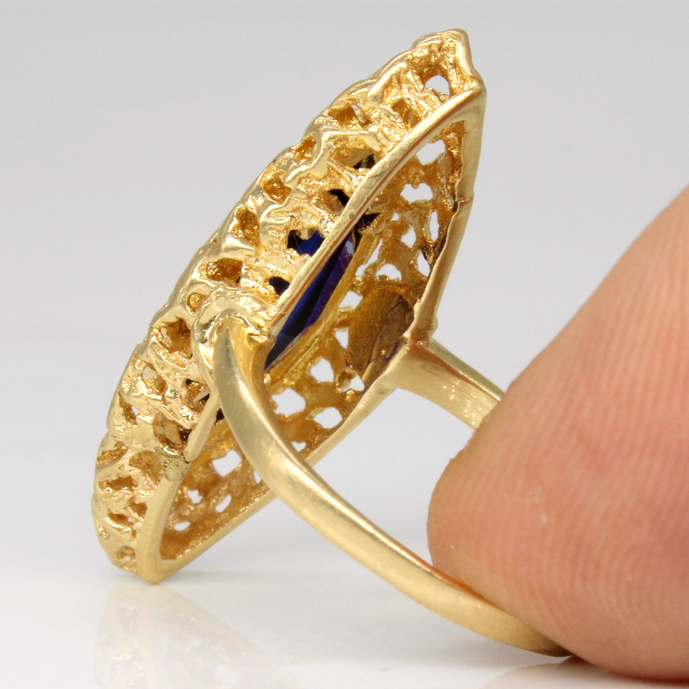 Synthetic Sapphire Navette Ring | 2.75ct | SZ 7 |