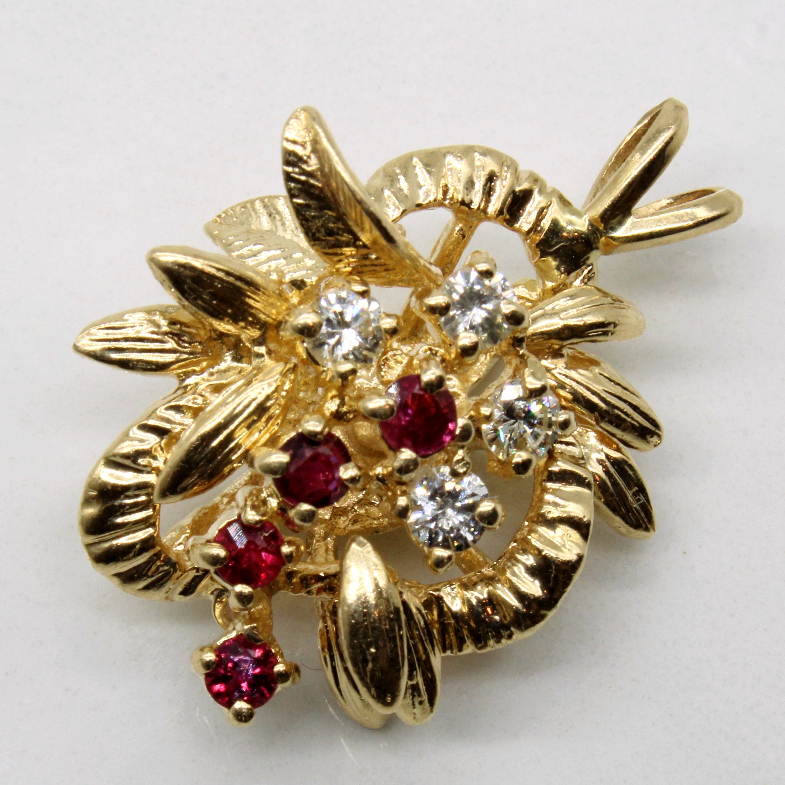 Floral Diamond & Ruby Pendant | 0.28ctw, 0.22ctw |