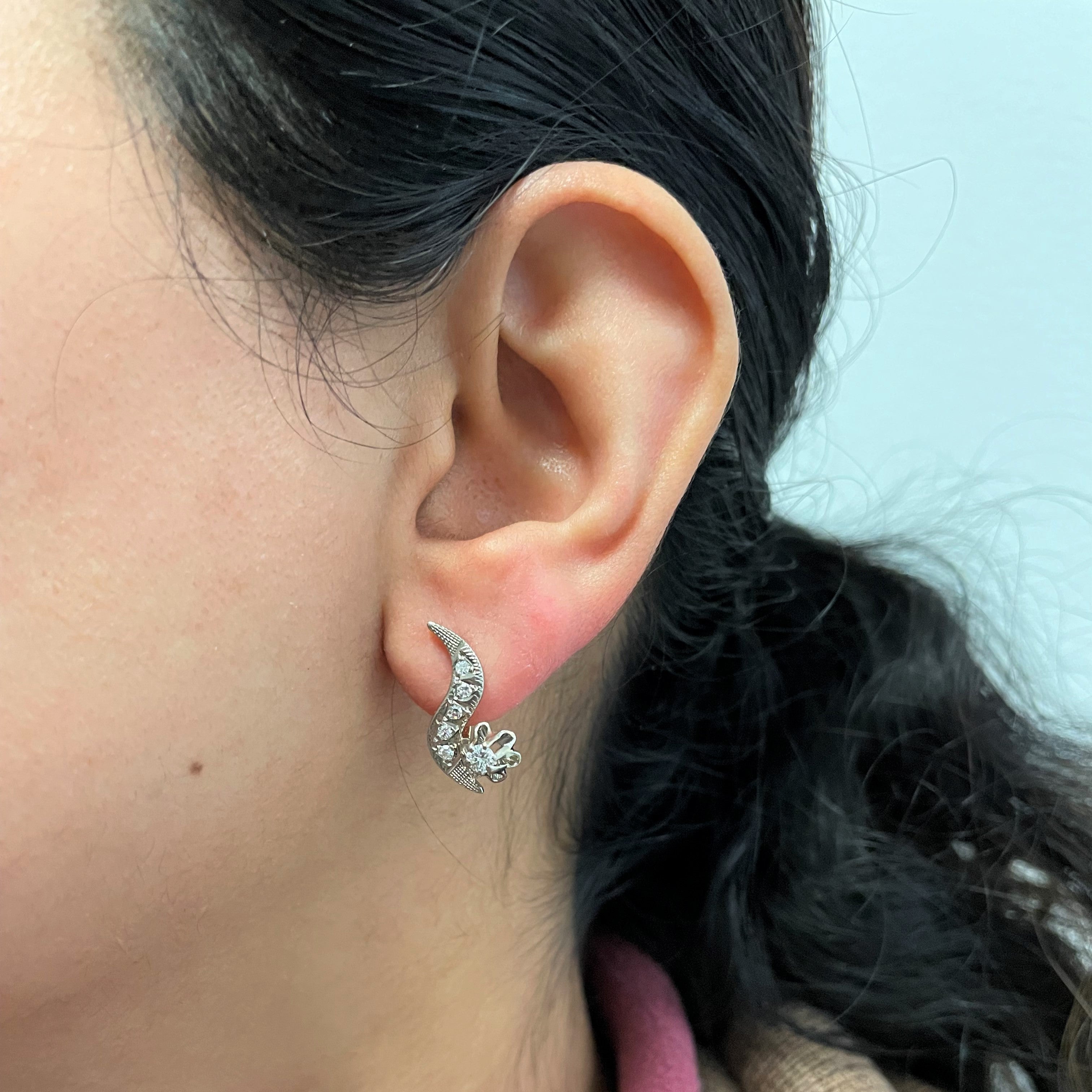 Retro Milgrain Detail Diamond Earrings | 0.42ctw |