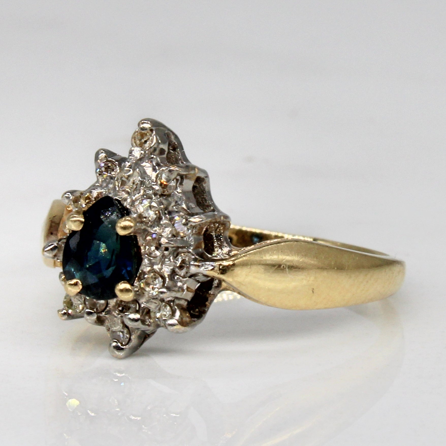 Pear Sapphire & Diamond Ring | 0.35ct, 0.08ctw | SZ 5 |