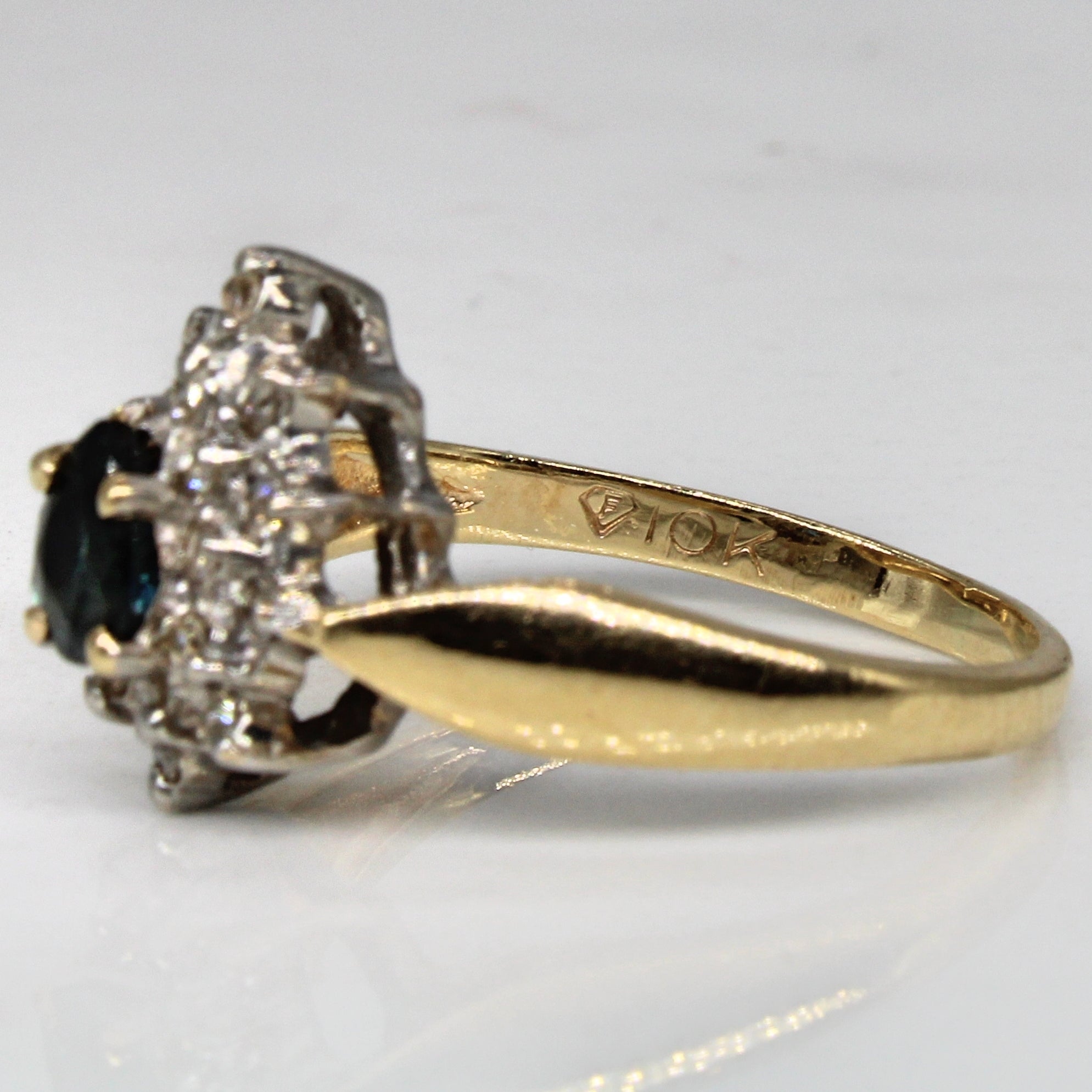 Pear Sapphire & Diamond Ring | 0.35ct, 0.08ctw | SZ 5 |