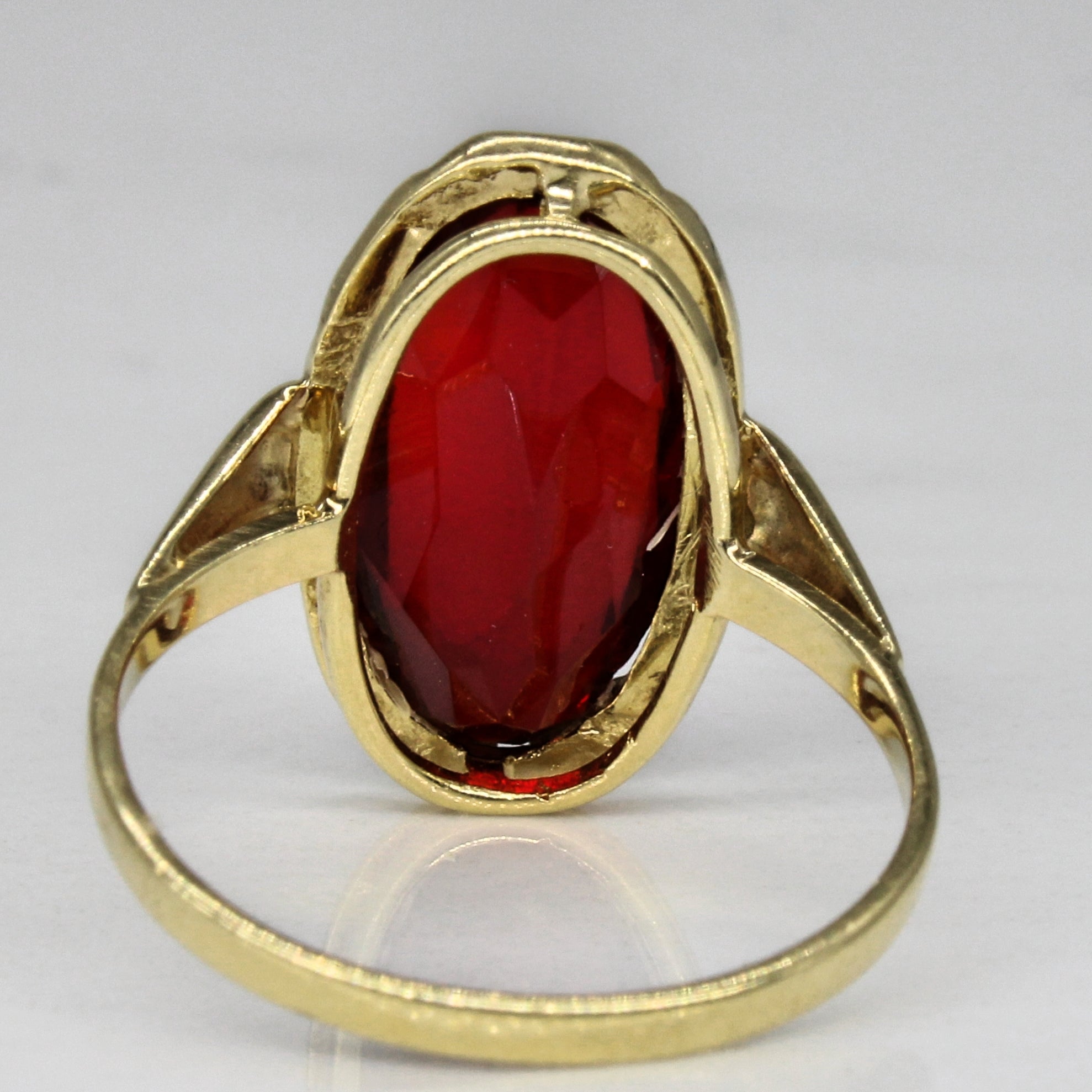 Mid Century Red Glass Cocktail Ring | 4.00ct | SZ 6.5 |