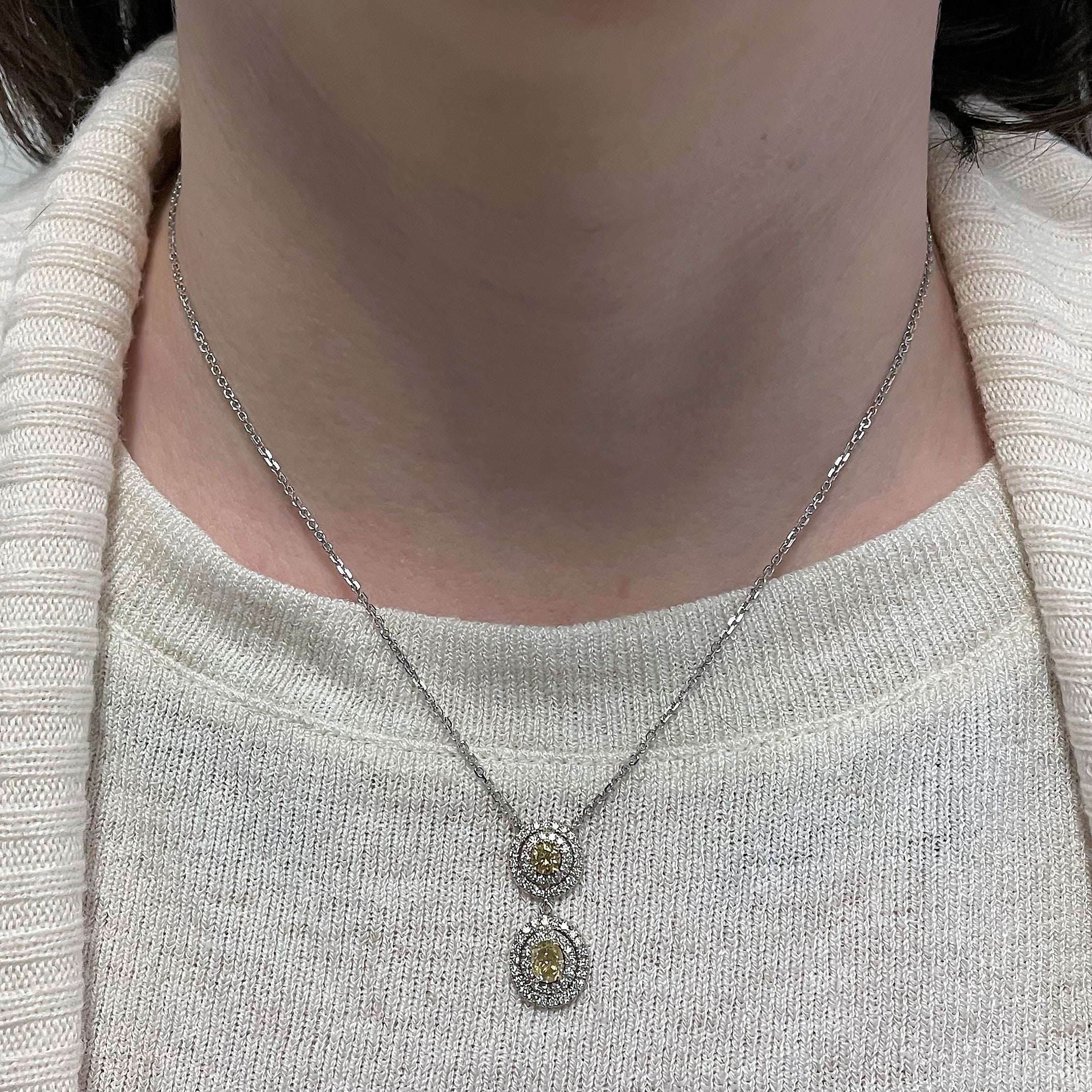Yellow Diamond Drop Necklace | 1.30ctw | 16" |
