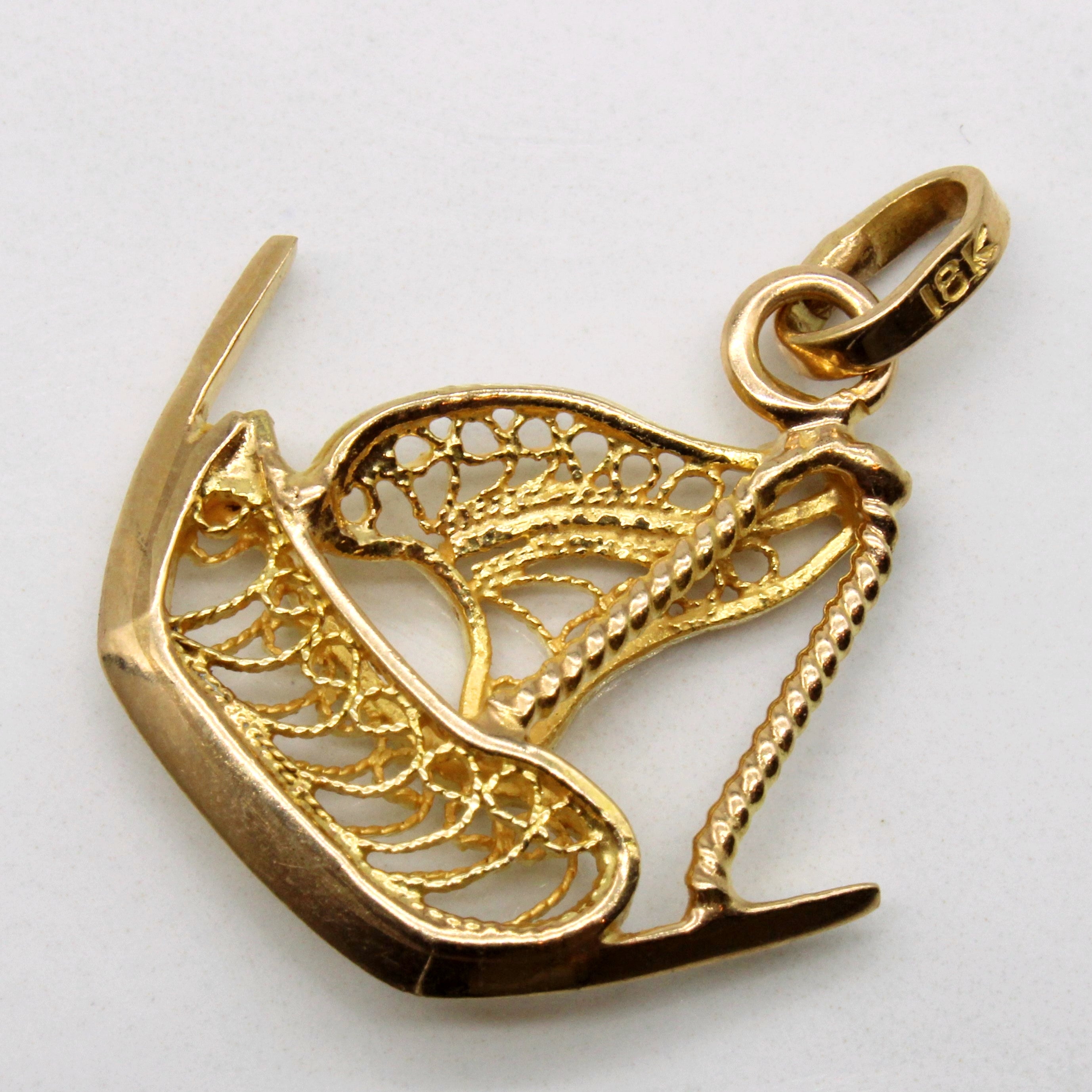 18k Yellow Gold Filigree Ship Pendant |