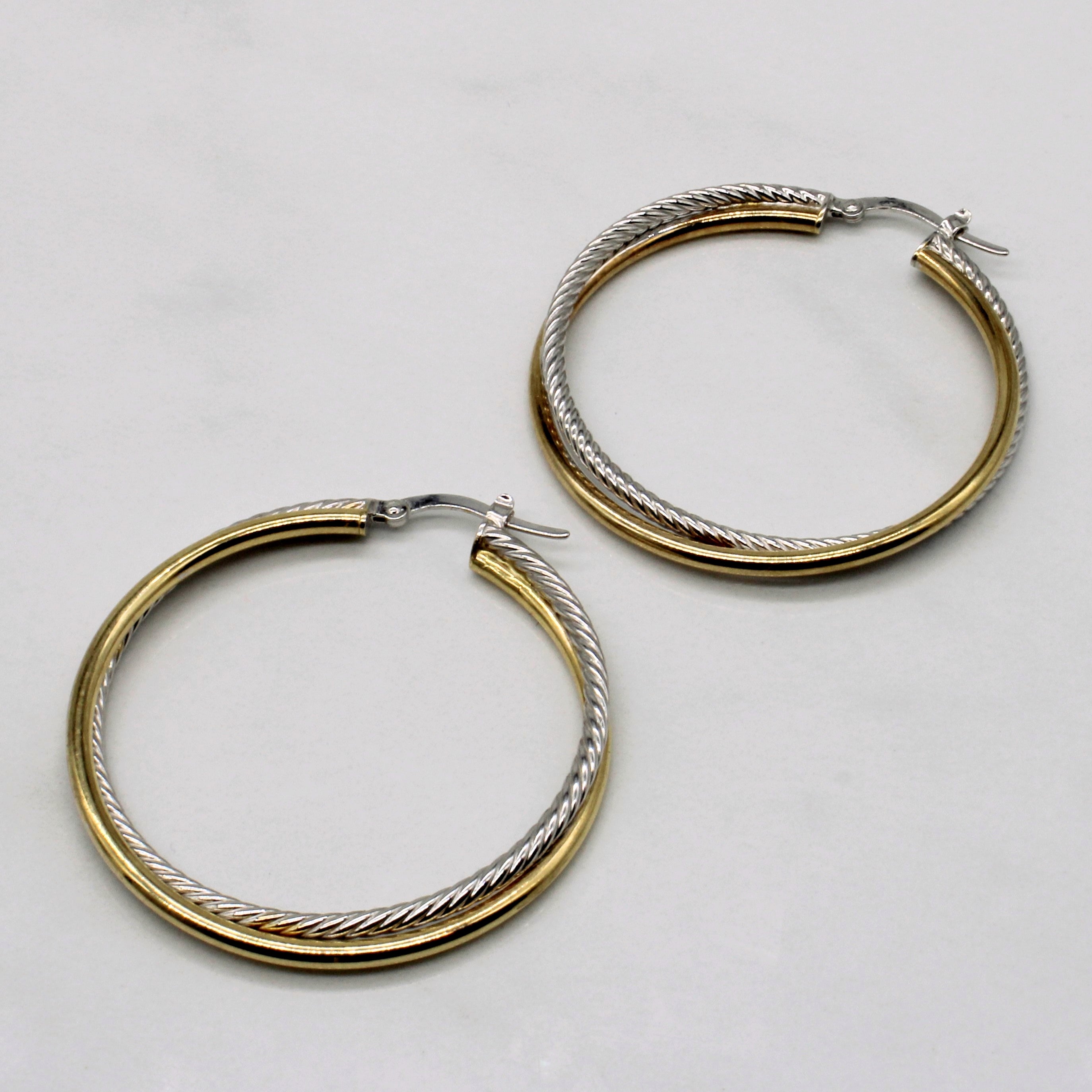 Two Tone Gold Hoop Earrings |