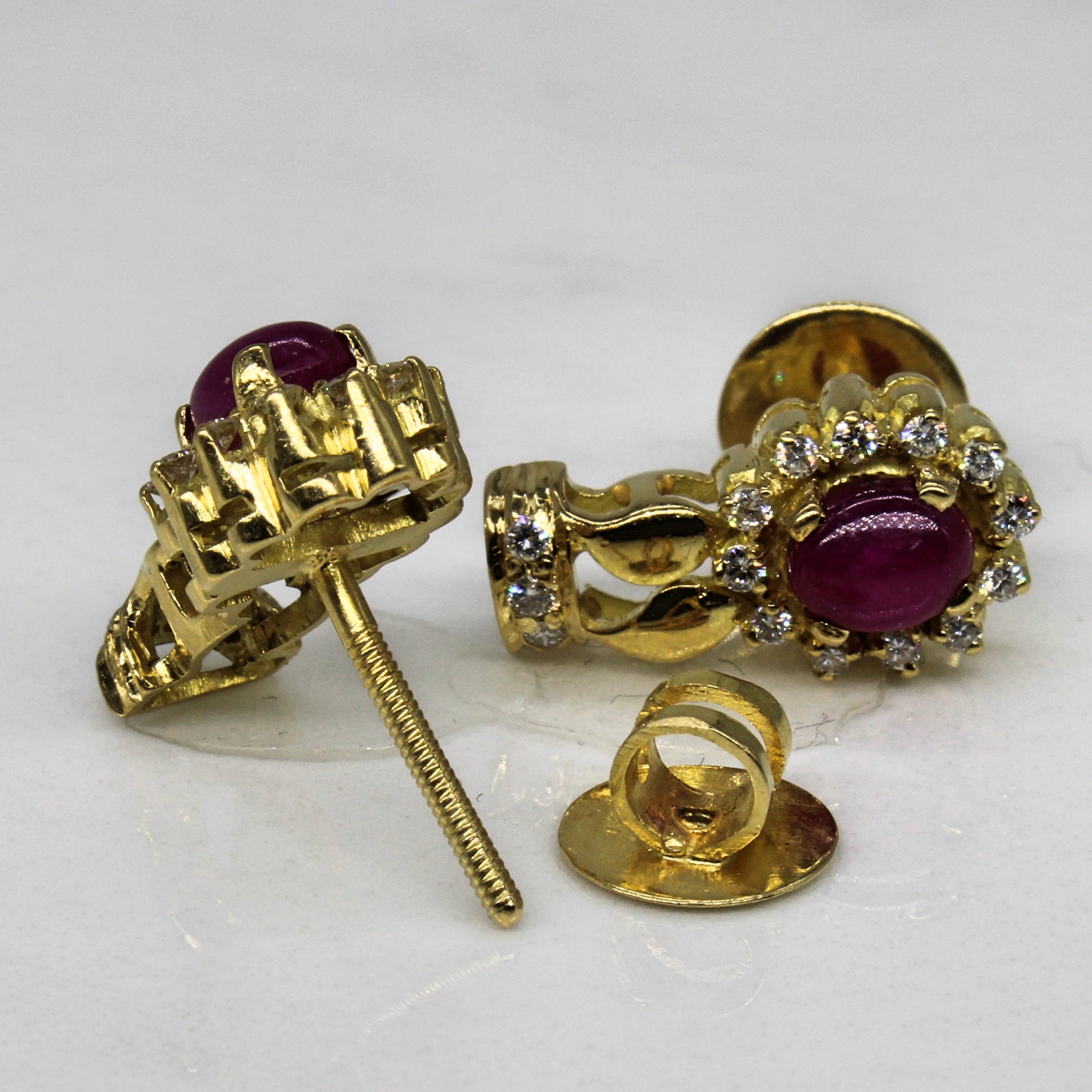 Ruby & Diamond Stud Earrings | 1.00ctw, 0.25ctw |