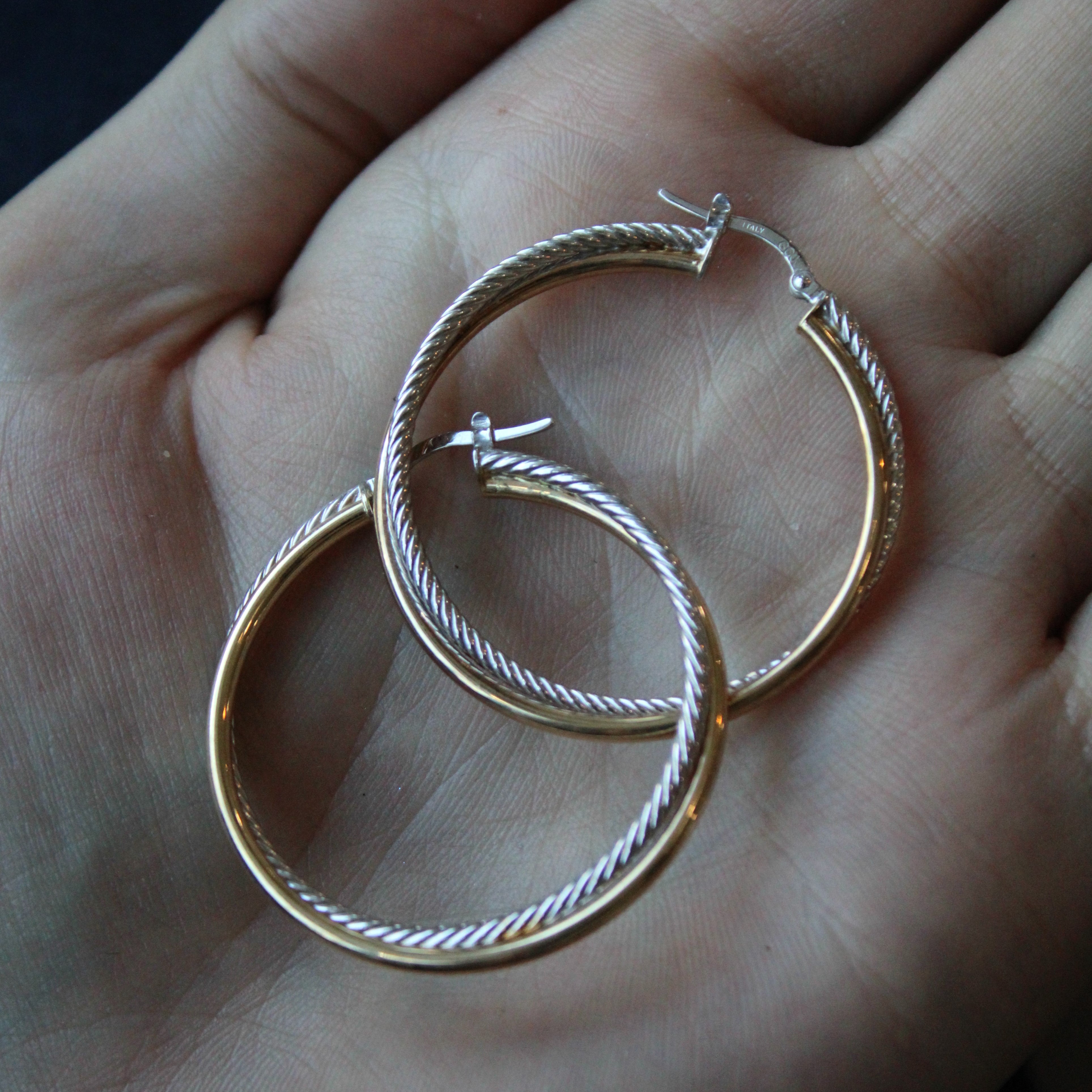 Two Tone Gold Hoop Earrings |
