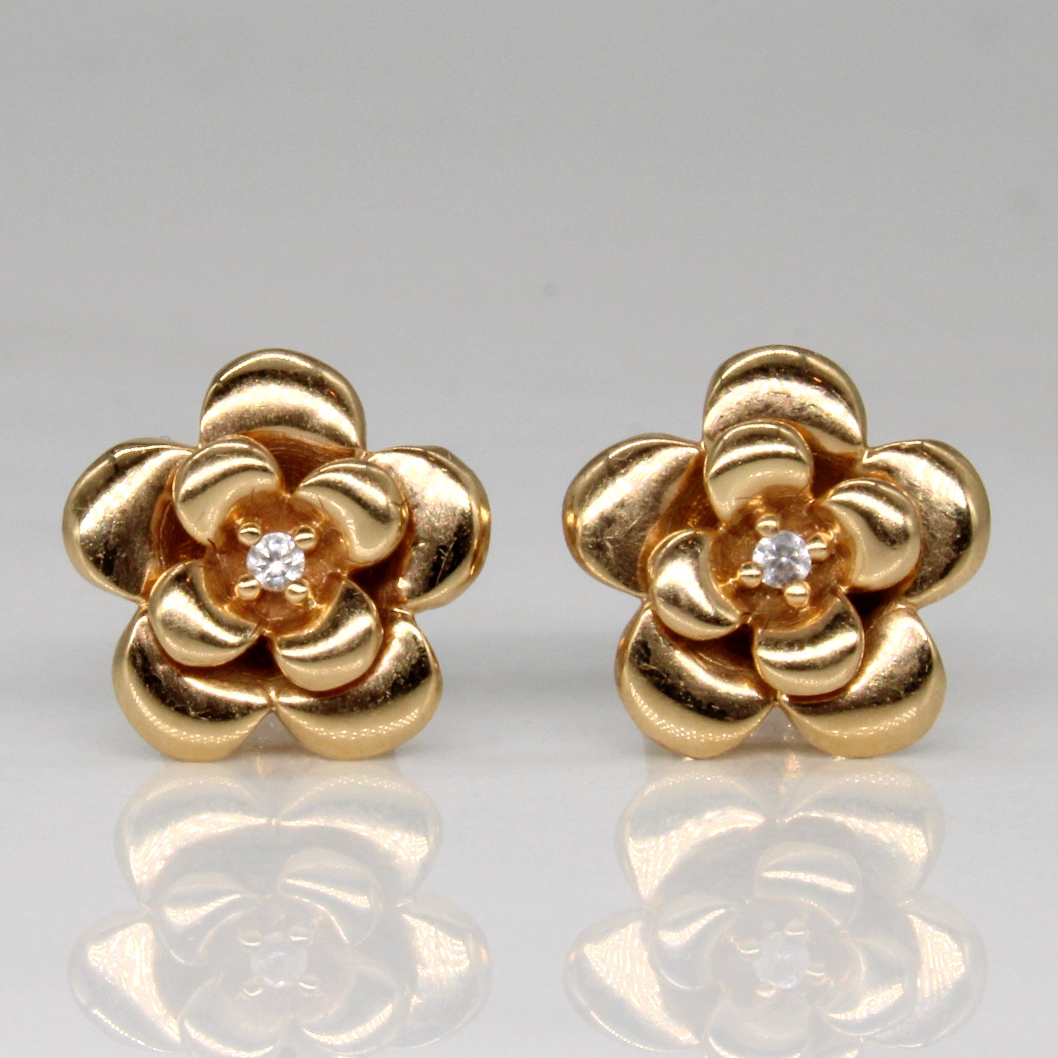 Synthetic White Sapphire Floral Earrings | 0.02ctw |