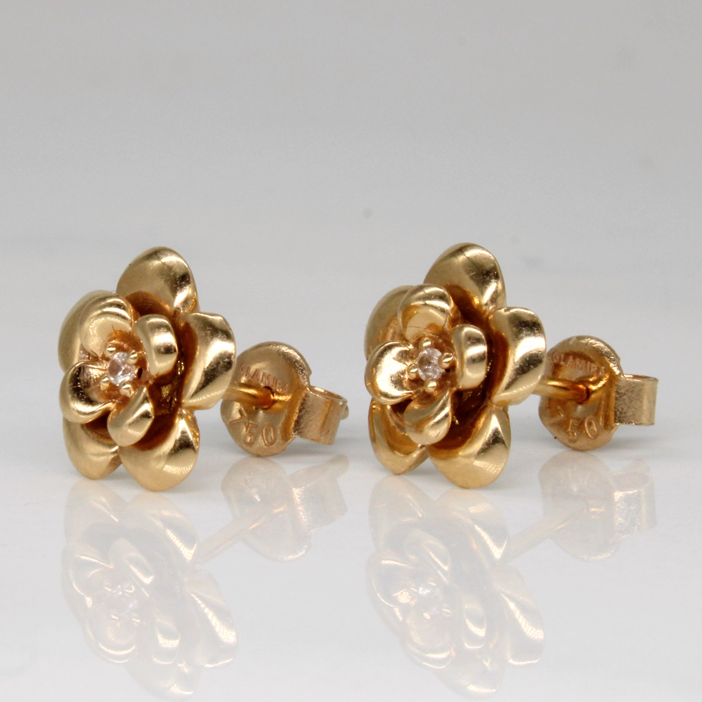 Synthetic White Sapphire Floral Earrings | 0.02ctw |
