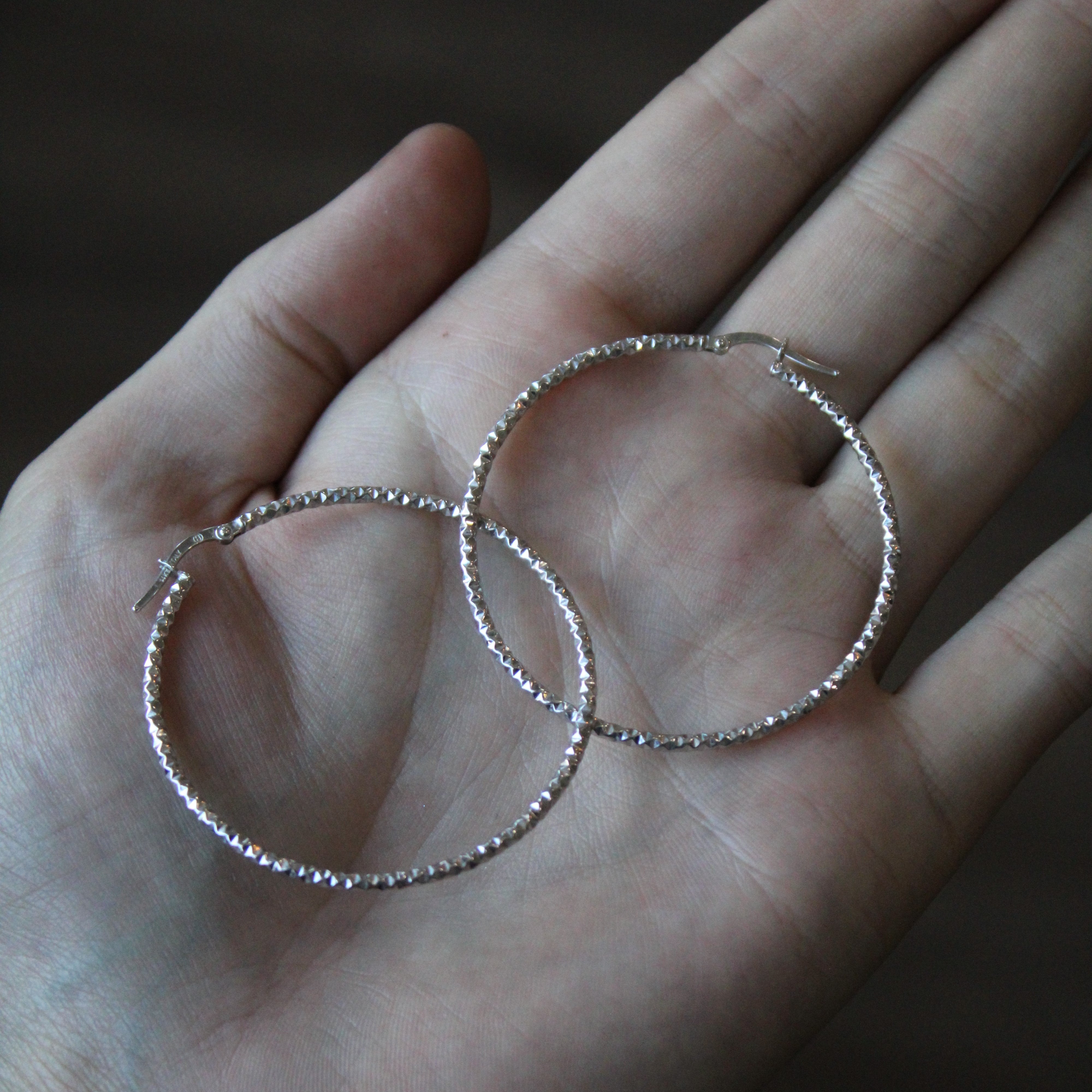 Boucles d'oreilles créoles en or blanc étincelant |