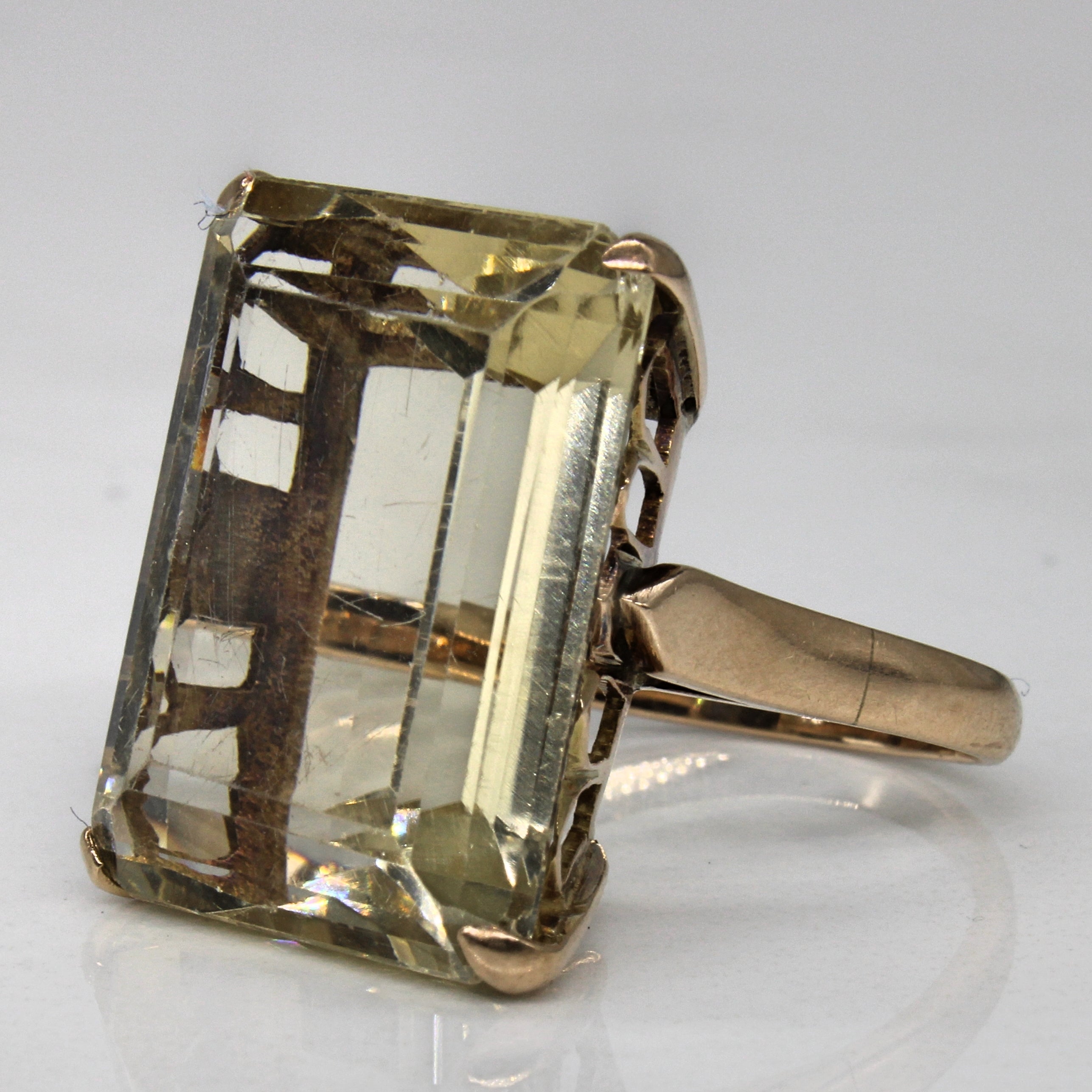 Yellow Quartz Cocktail Ring | 19.25ct | SZ 6.75 |